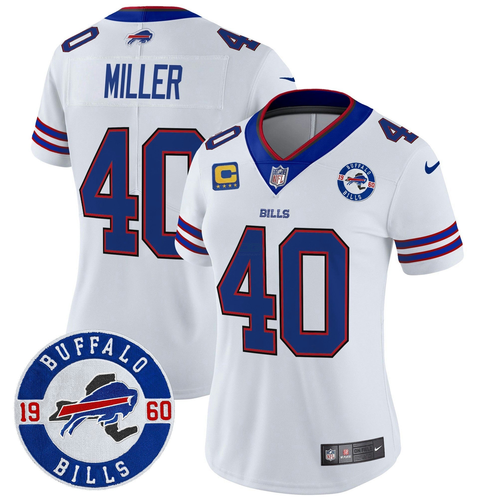Camisa NFL Women’s Buffalo 2024 Vapor Limited Jersey – Est. 1960 Patch