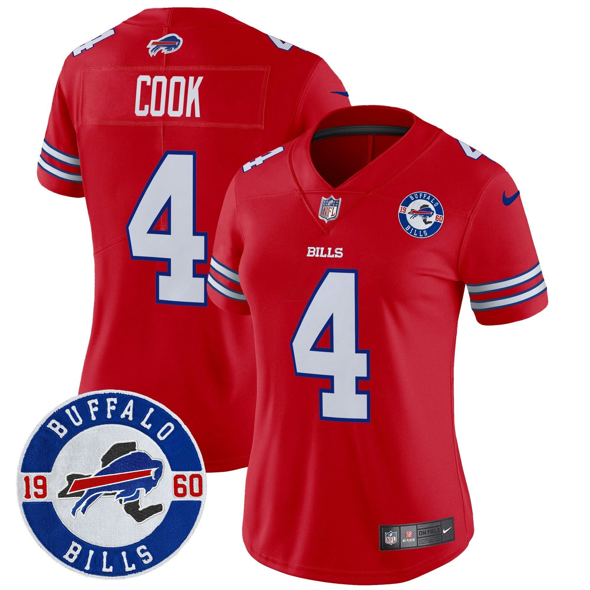 Camisa NFL Women’s Buffalo 2024 Vapor Limited Jersey – Est. 1960 Patch