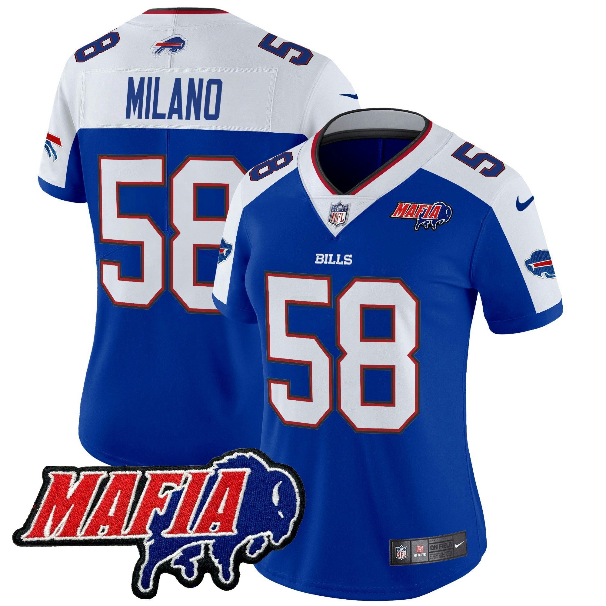 Camisa NFL Women’s Buffalo 2025 Mafia Patch Vapor Limited Jersey