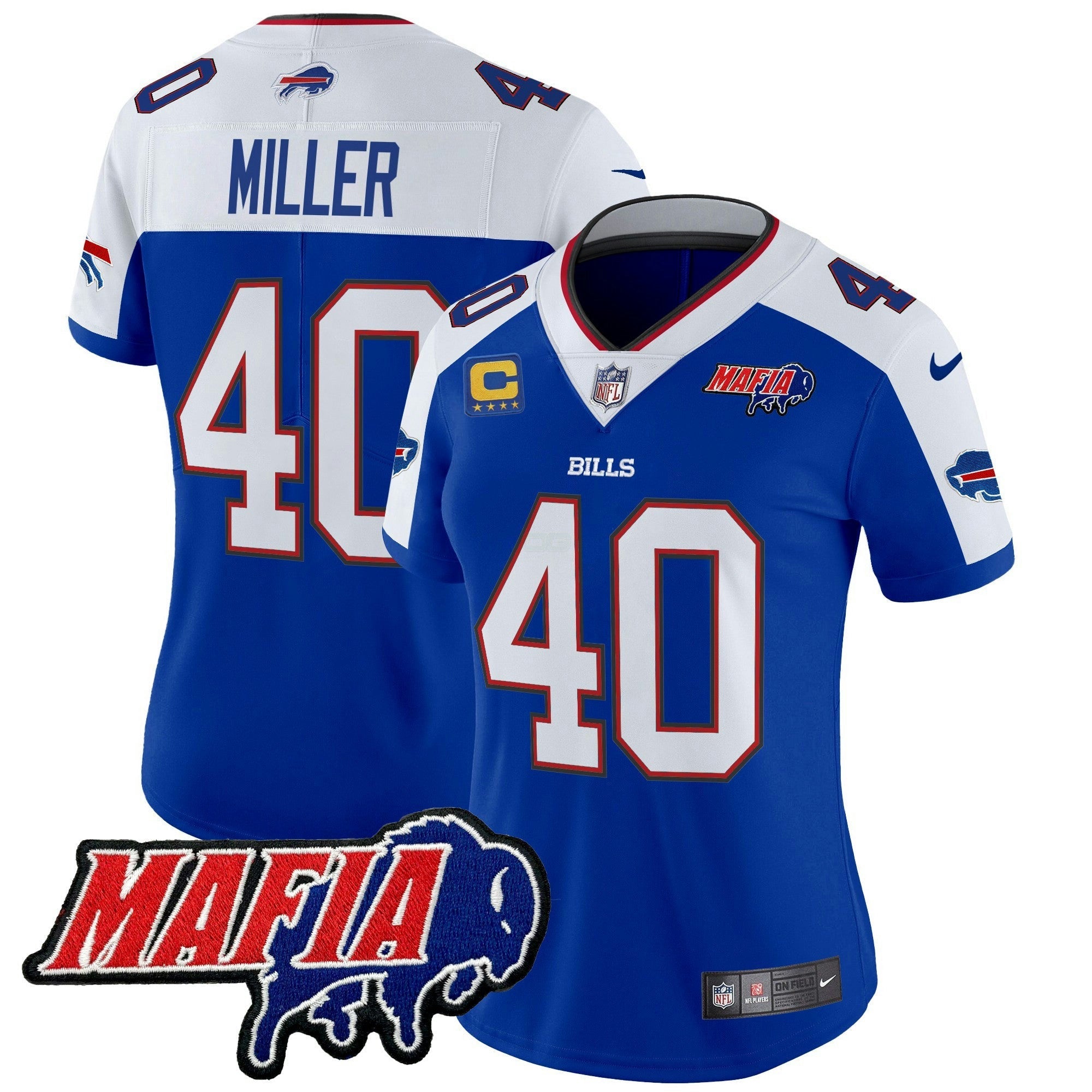 Camisa NFL Women’s Buffalo 2025 Mafia Patch Vapor Limited Jersey