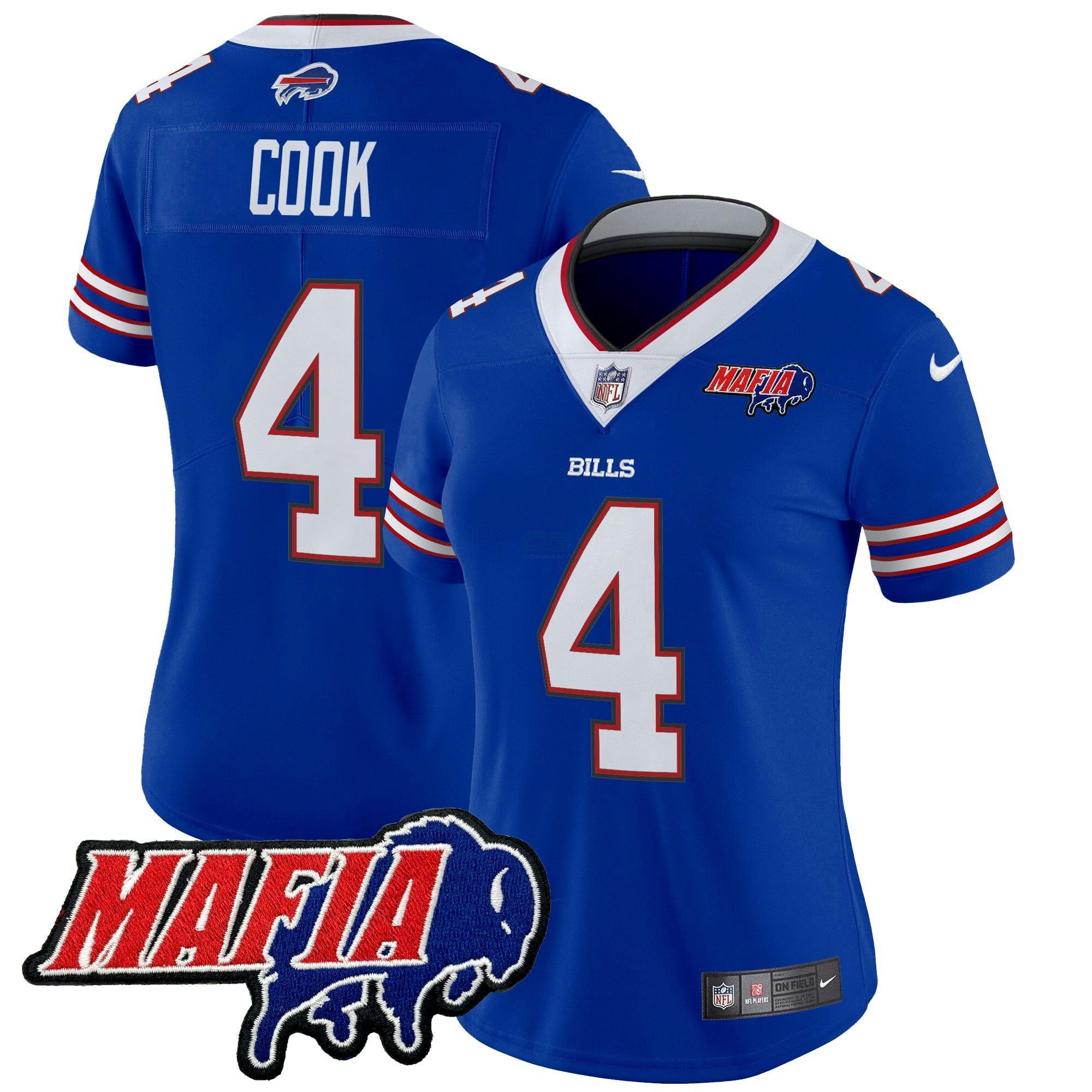 Camisa NFL Women’s Buffalo 2025 Mafia Patch Vapor Limited Jersey