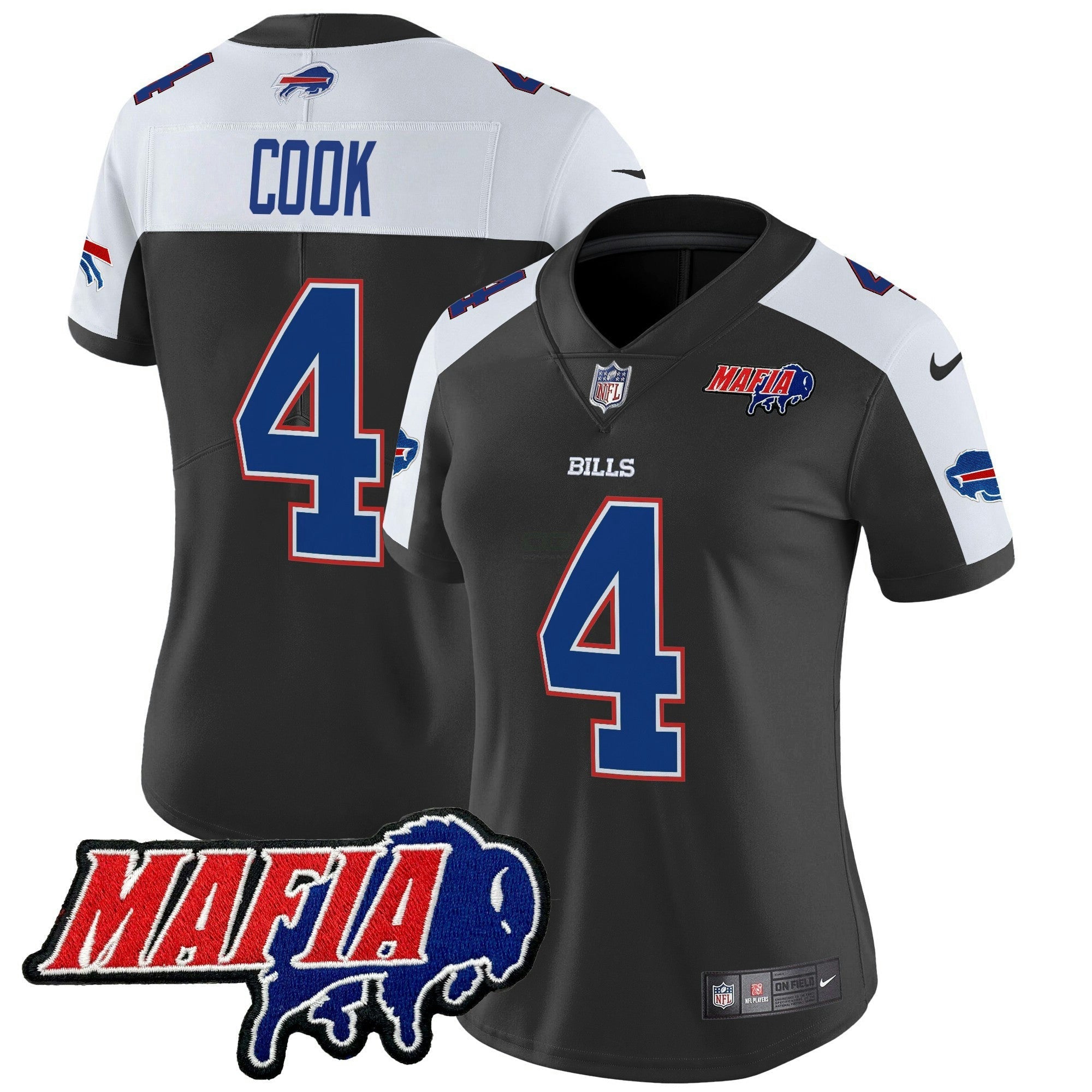 Camisa NFL Women’s Buffalo 2025 Mafia Patch Vapor Limited Jersey
