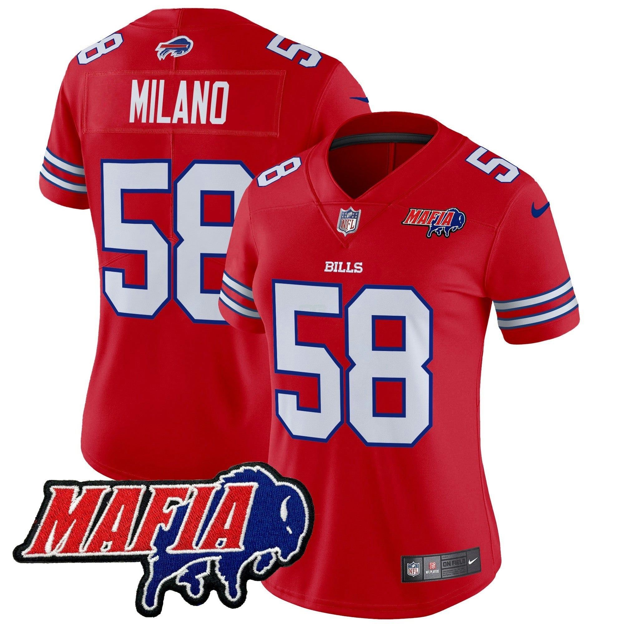 Camisa NFL Women’s Buffalo 2025 Mafia Patch Vapor Limited Jersey