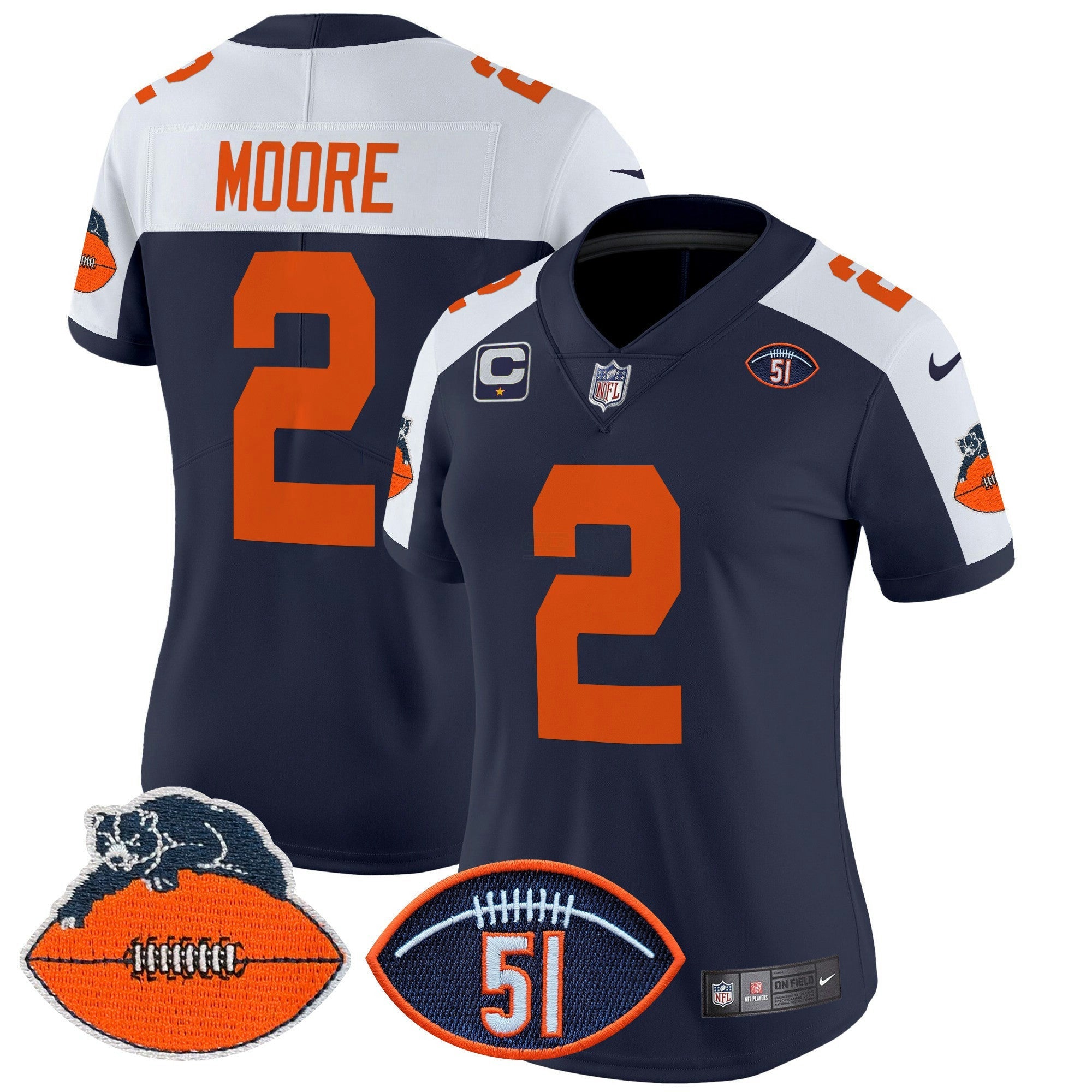 Camisa NFL Women’s Chicago Dick Butkus Patch Throwback Vapor Limited Jersey
