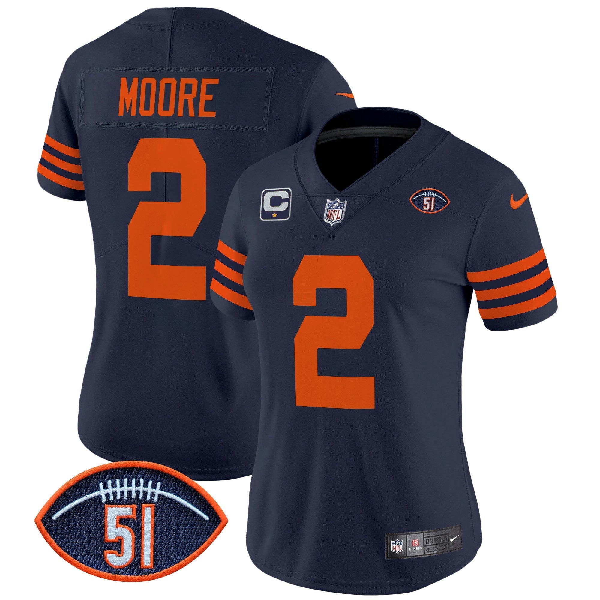 Camisa NFL Women’s Chicago Dick Butkus Patch Throwback Vapor Limited Jersey