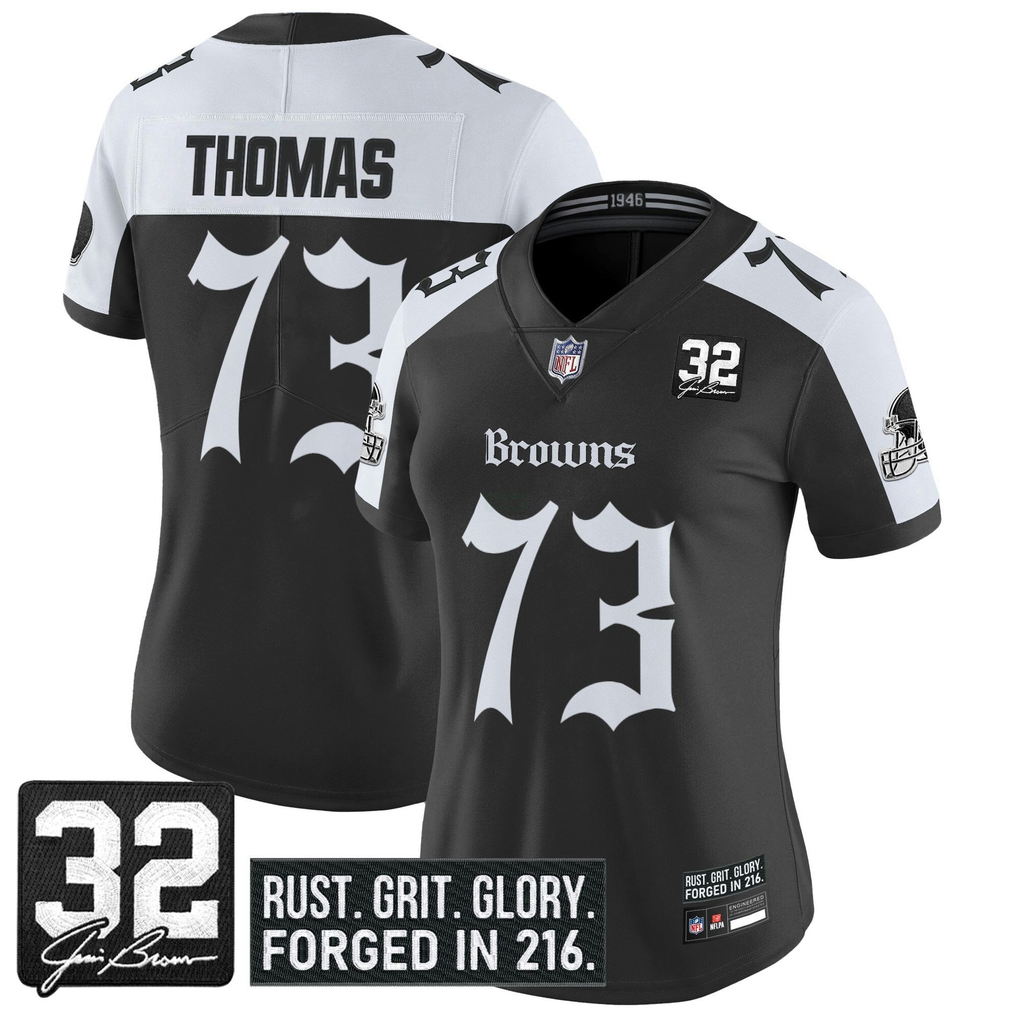 Camisa NFL Women’s Cleveland ‘Gothic Dawg Shadows Drop’ Vapor Limited Jersey