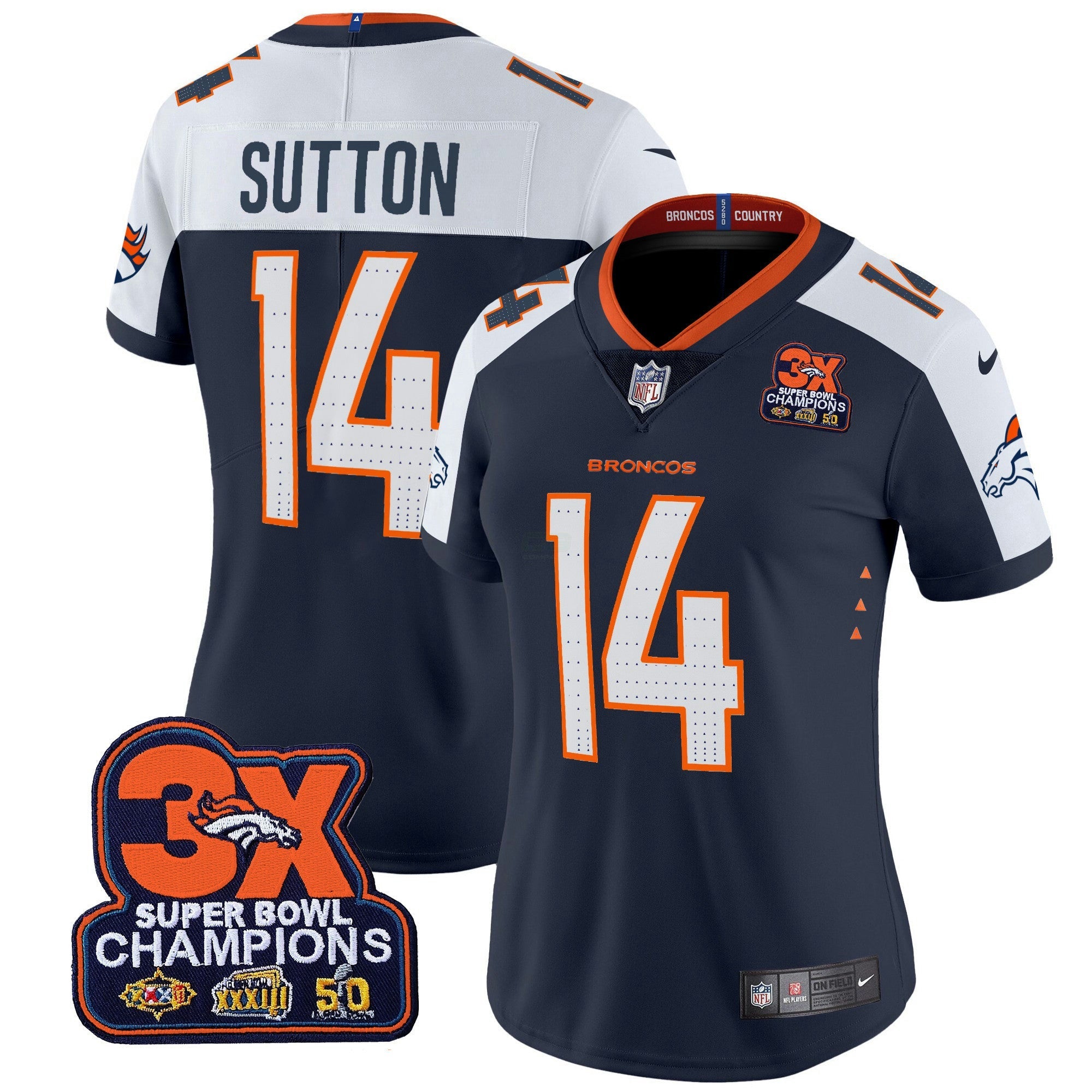 Camisa NFL Women’s Denver 3-Time Champions Patch Vapor Limited Jersey