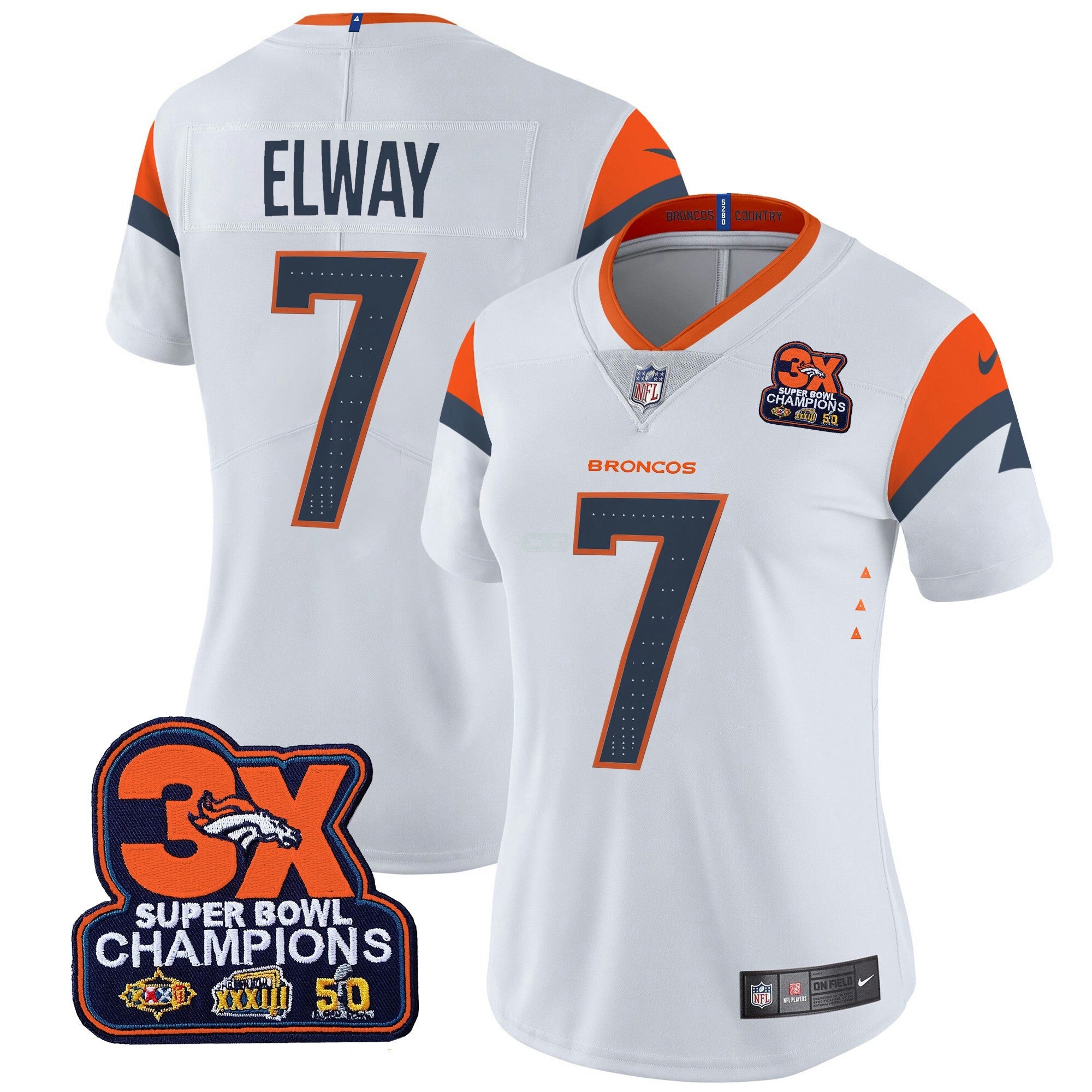 Camisa NFL Women’s Denver 3-Time Champions Patch Vapor Limited Jersey
