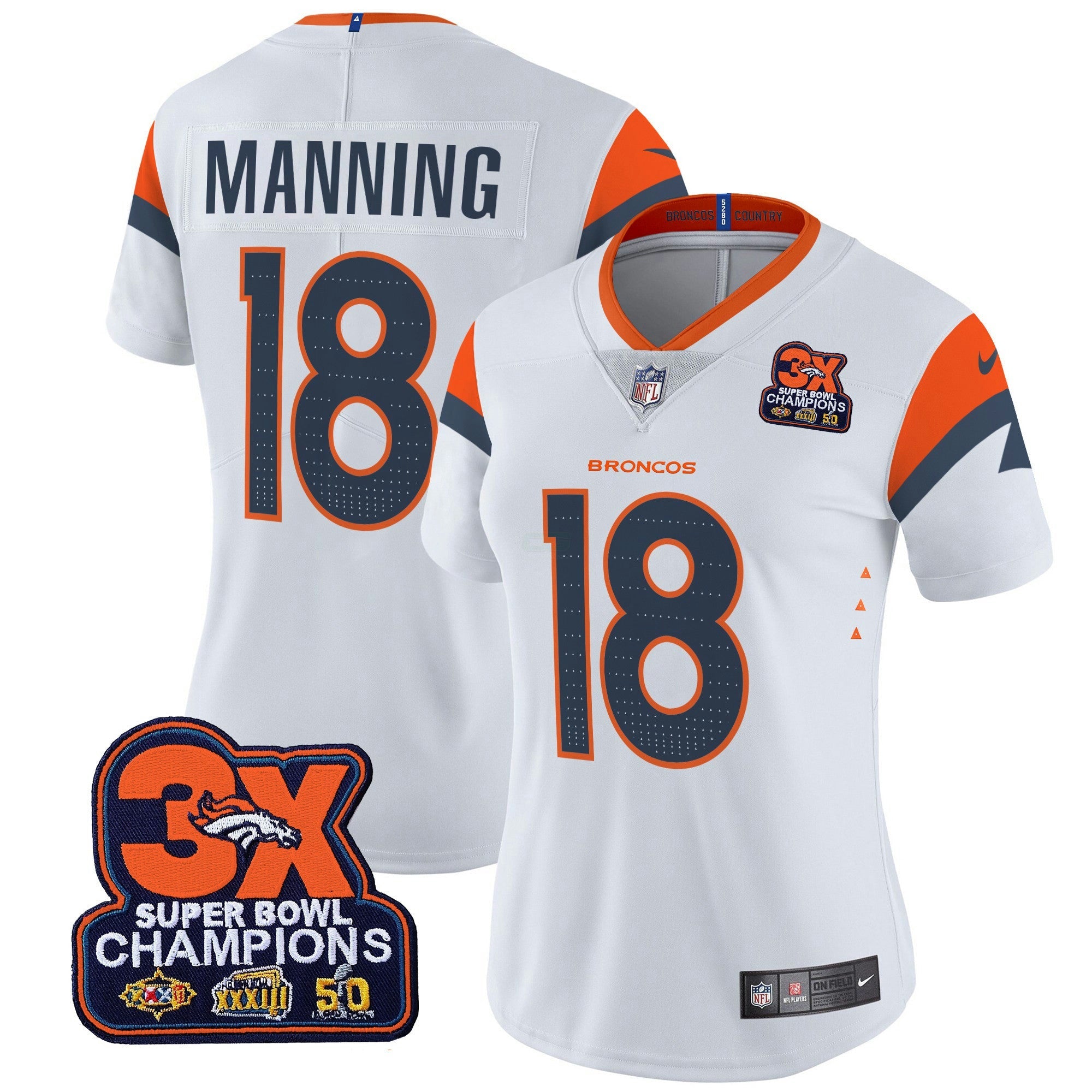 Camisa NFL Women’s Denver 3-Time Champions Patch Vapor Limited Jersey