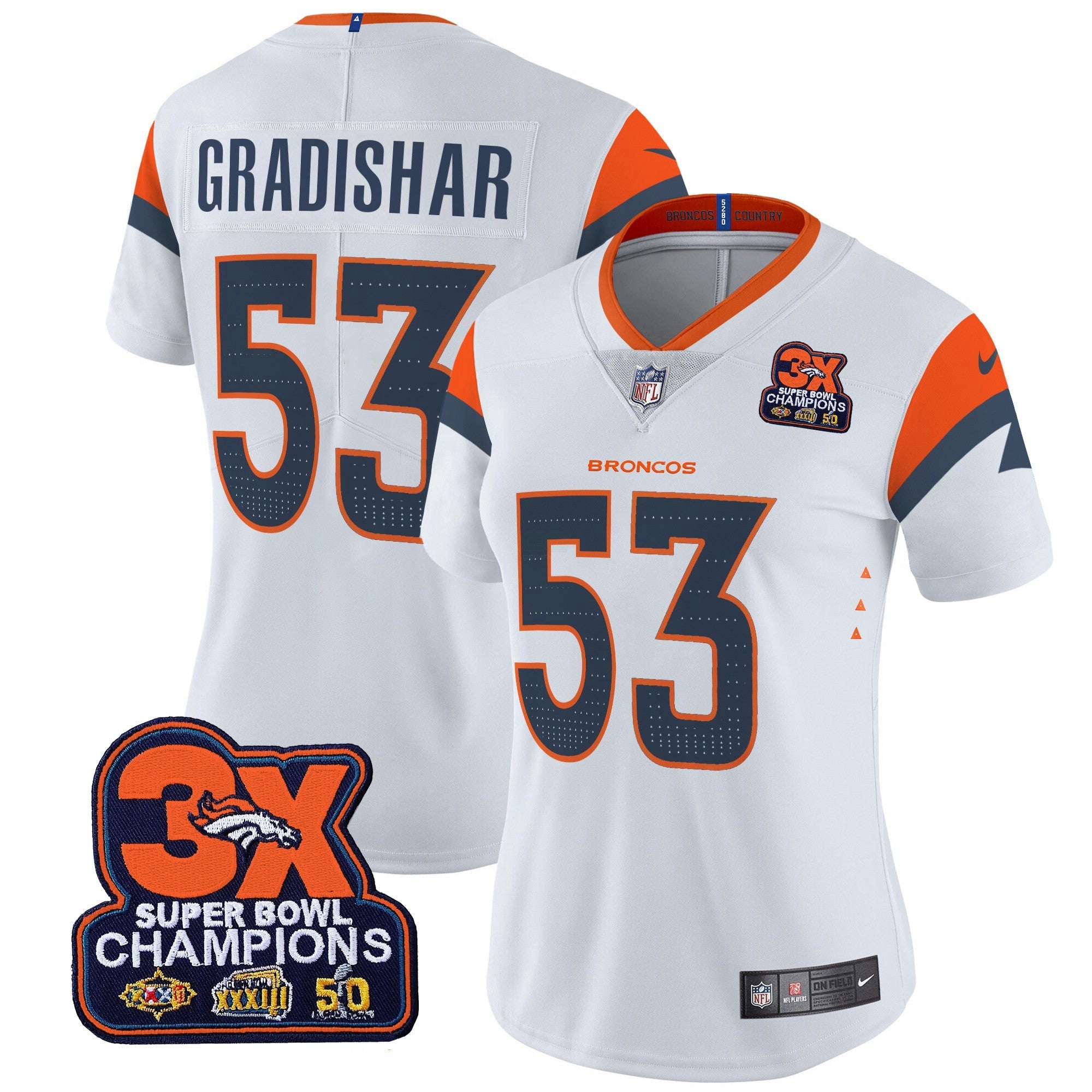 Camisa NFL Women’s Denver 3-Time Champions Patch Vapor Limited Jersey