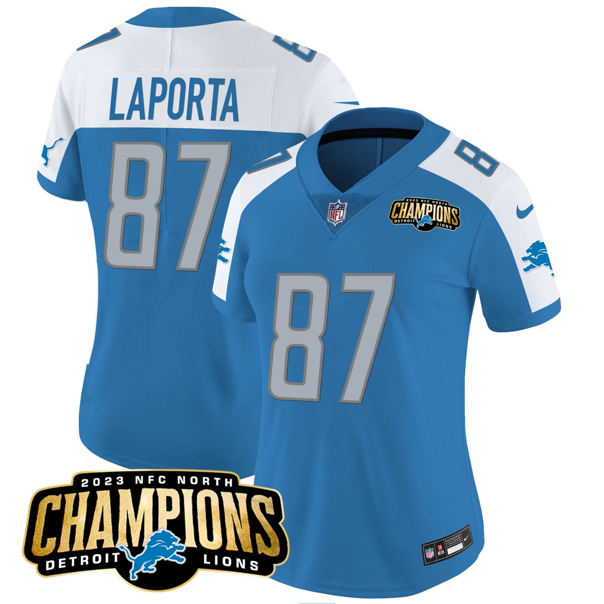 Camisa NFL Women’s Detroit 2023 NFC North Champions Patch Vapor Jersey