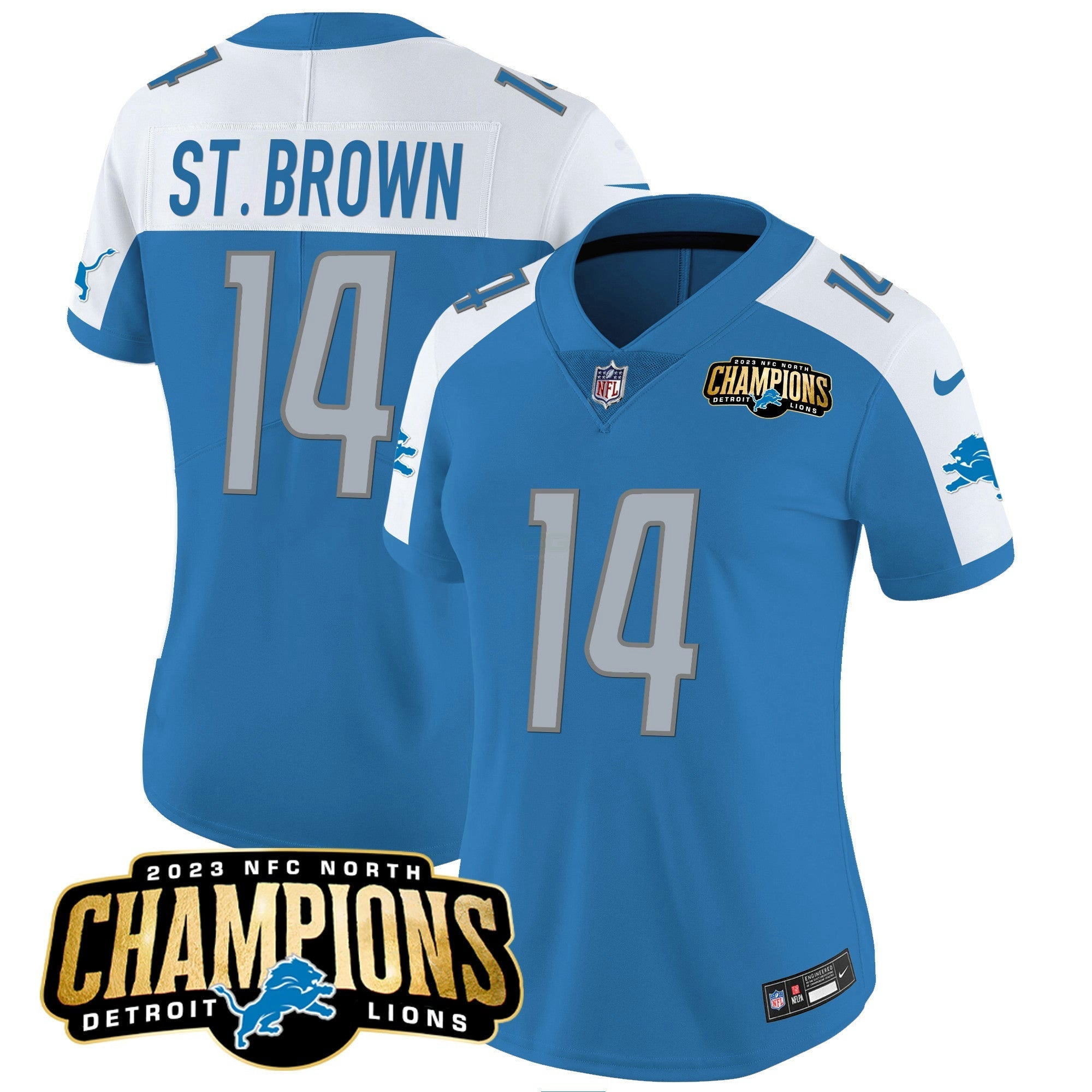 Camisa NFL Women’s Detroit 2023 NFC North Champions Patch Vapor Jersey