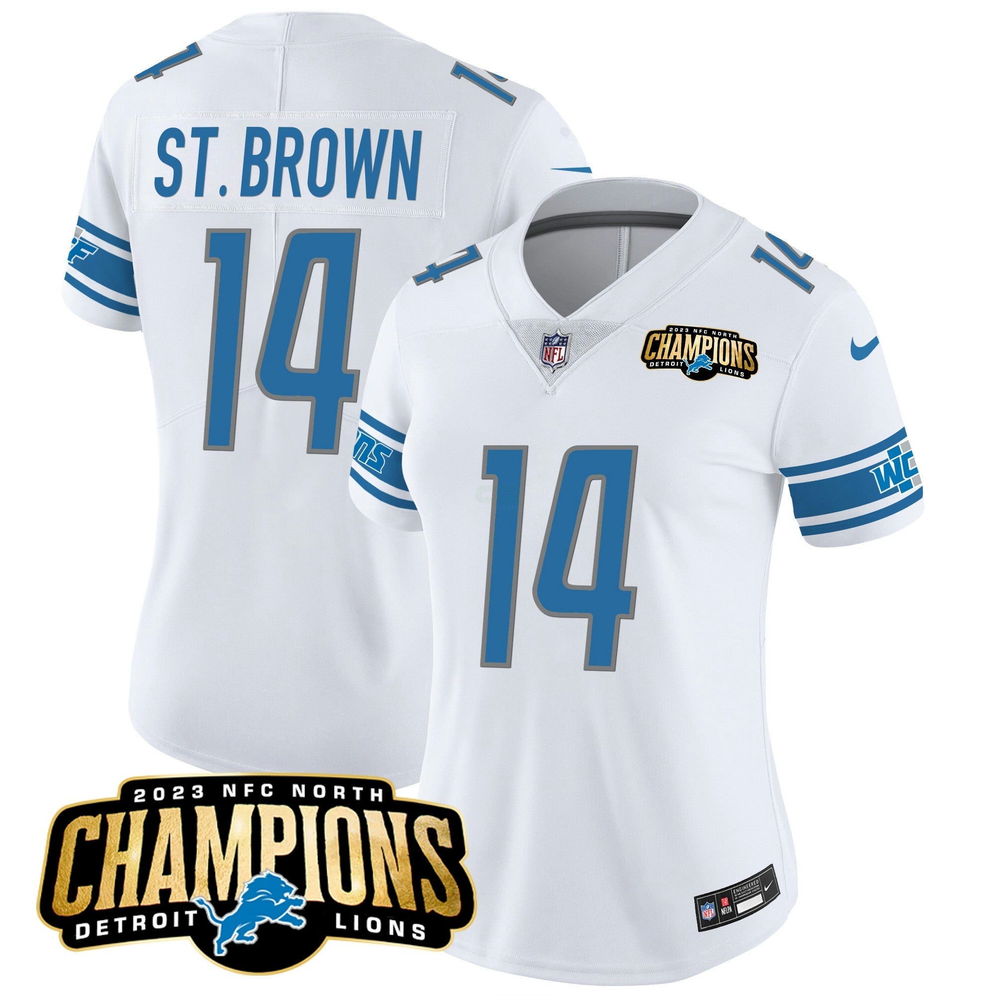 Camisa NFL Women’s Detroit 2023 NFC North Champions Patch Vapor Jersey