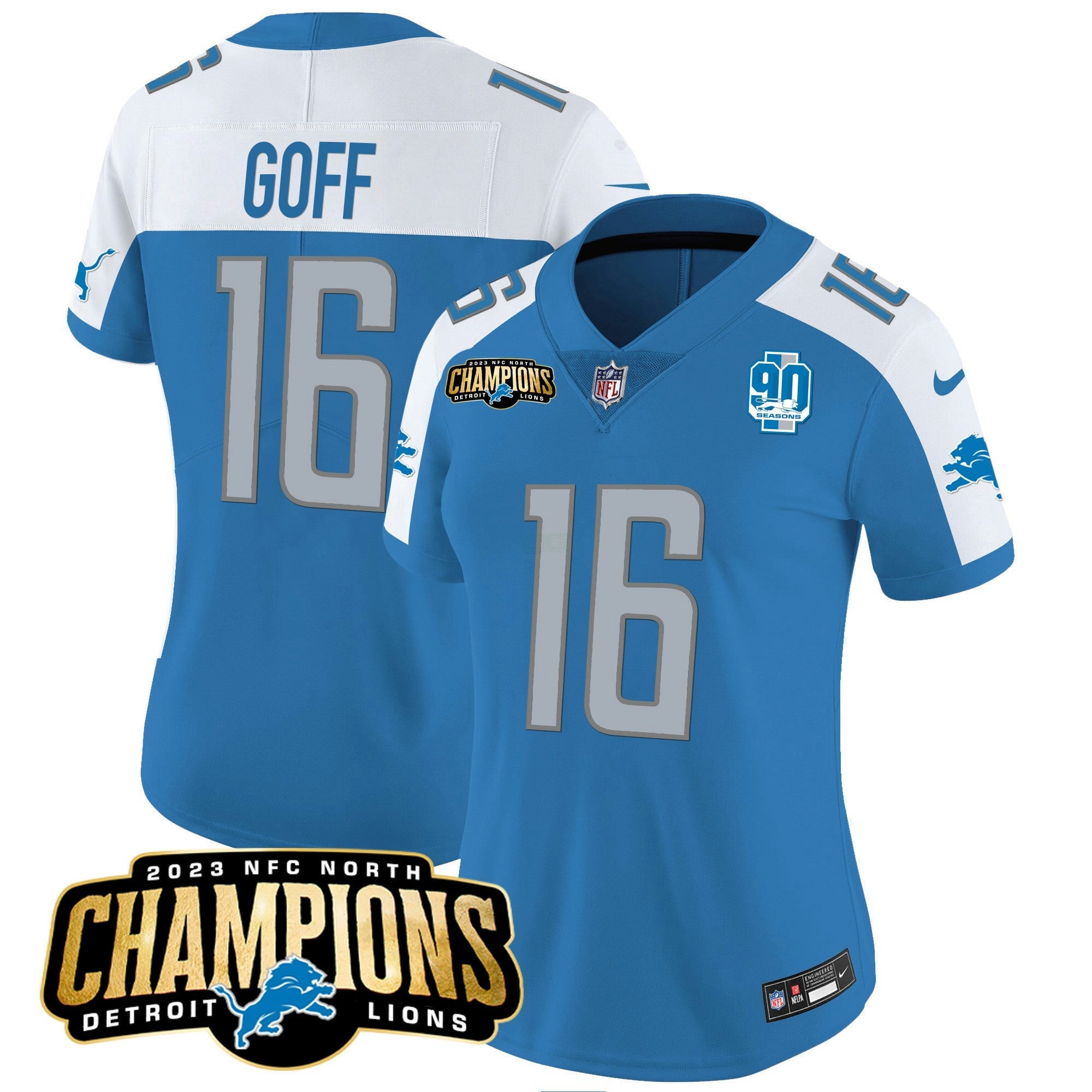 Camisa NFL Women’s Detroit 2023 NFC North Champions Patch Vapor Jersey V2