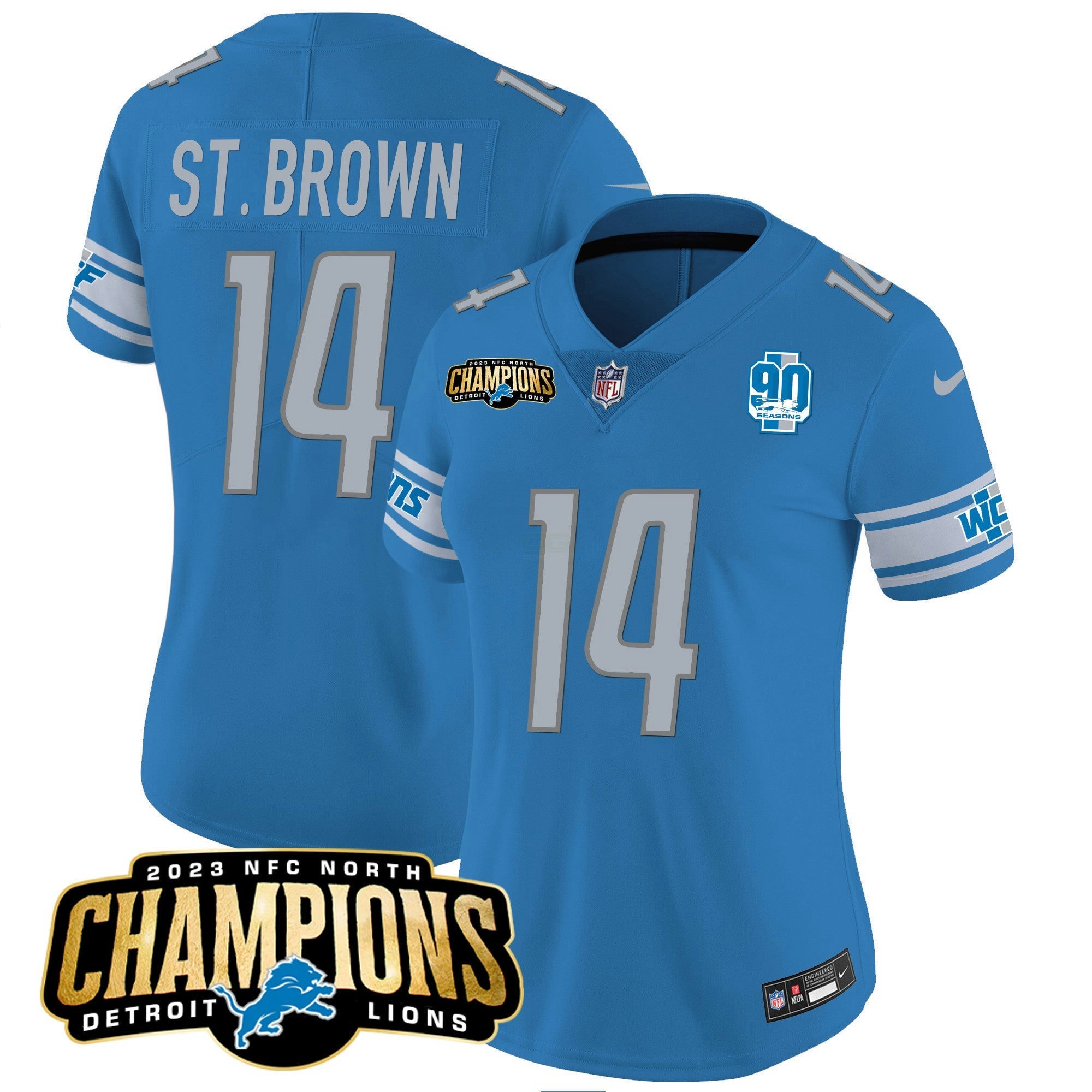 Camisa NFL Women’s Detroit 2023 NFC North Champions Patch Vapor Jersey V2
