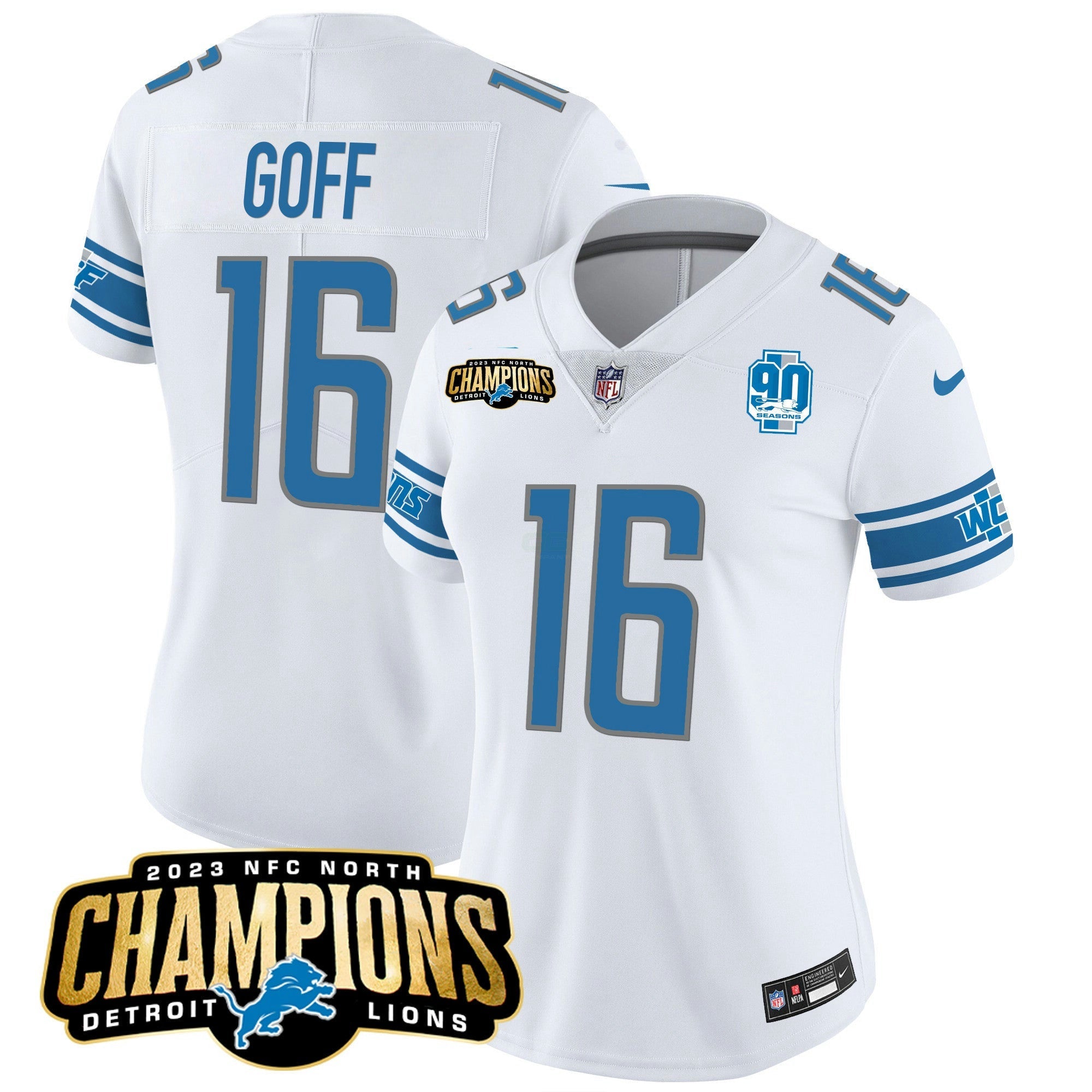 Camisa NFL Women’s Detroit 2023 NFC North Champions Patch Vapor Jersey V2