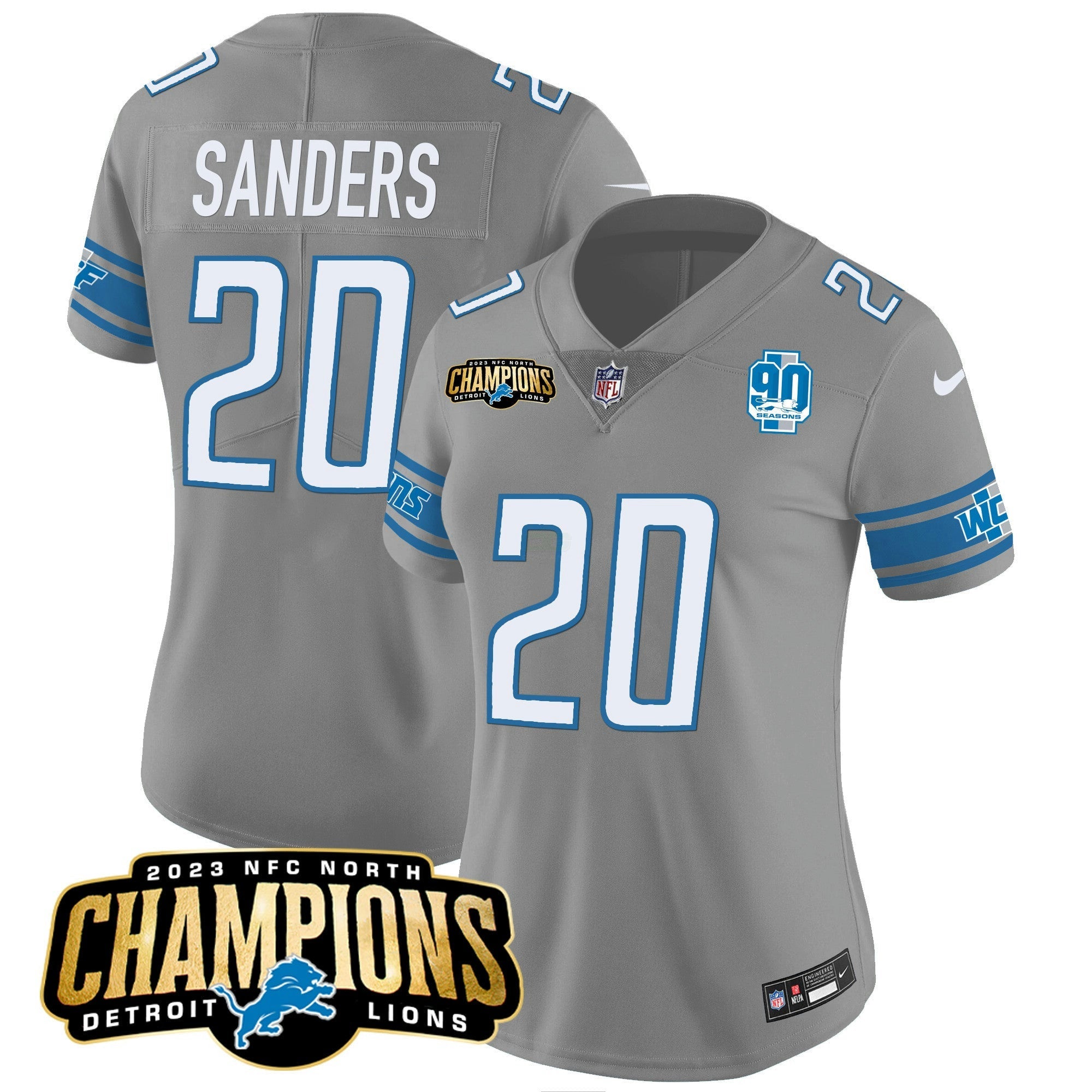 Camisa NFL Women’s Detroit 2023 NFC North Champions Patch Vapor Jersey V2