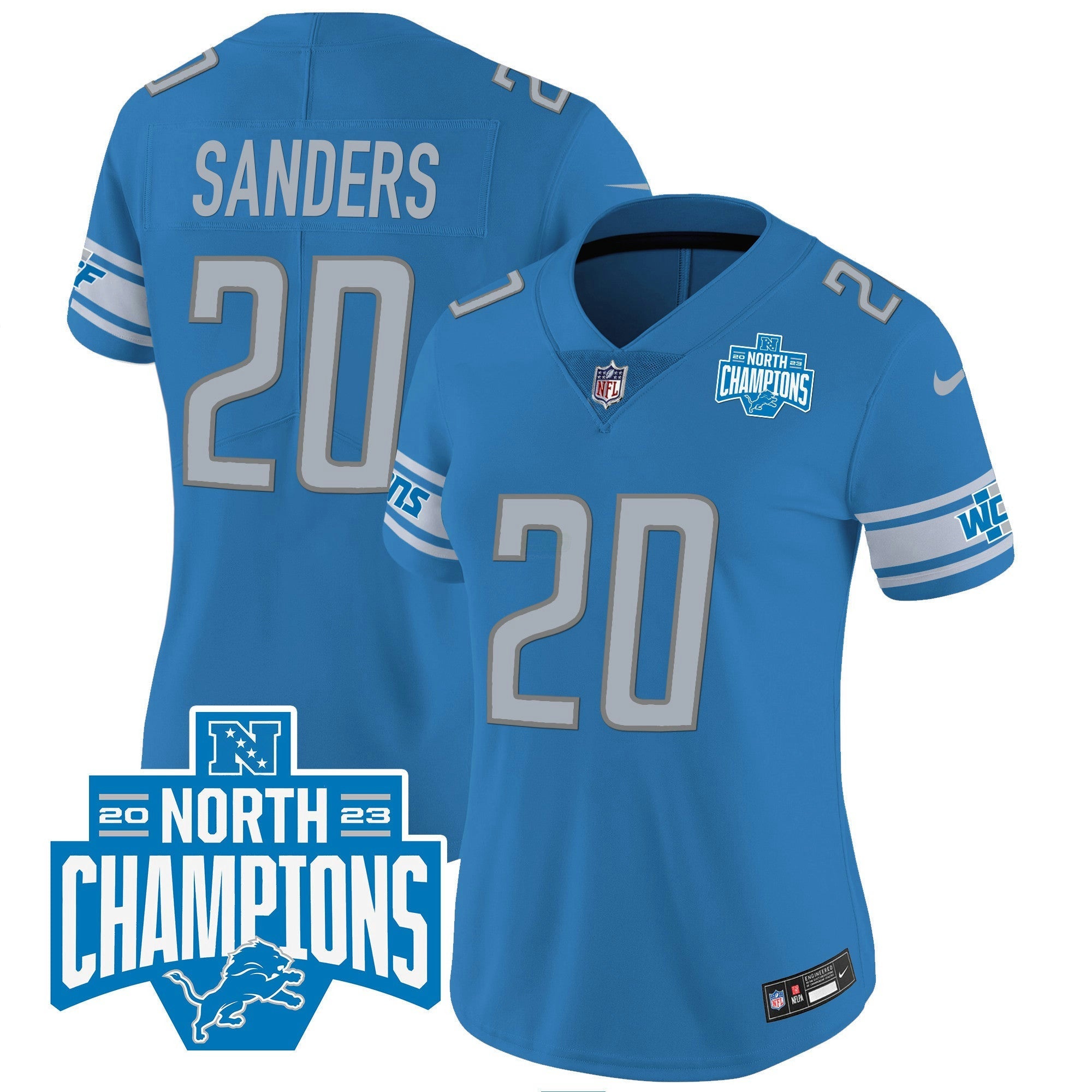 Camisa NFL Women’s Detroit 2023 NFC North Division Champions Patch Vapor Jersey