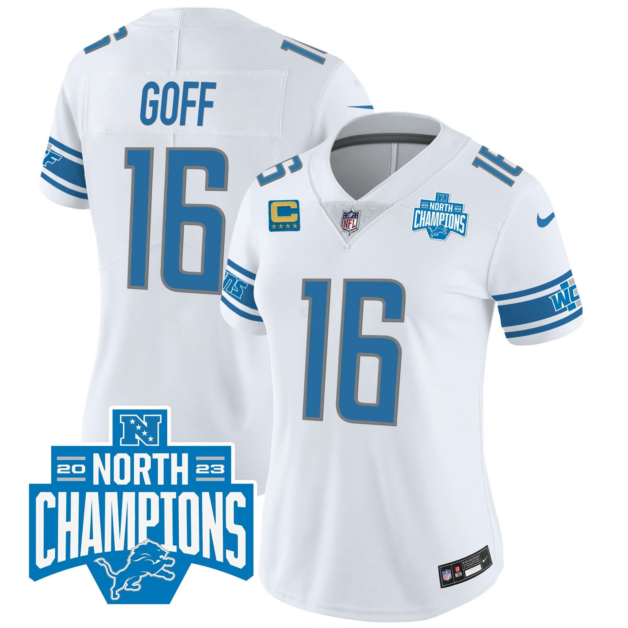 Camisa NFL Women’s Detroit 2023 NFC North Division Champions Patch Vapor Jersey
