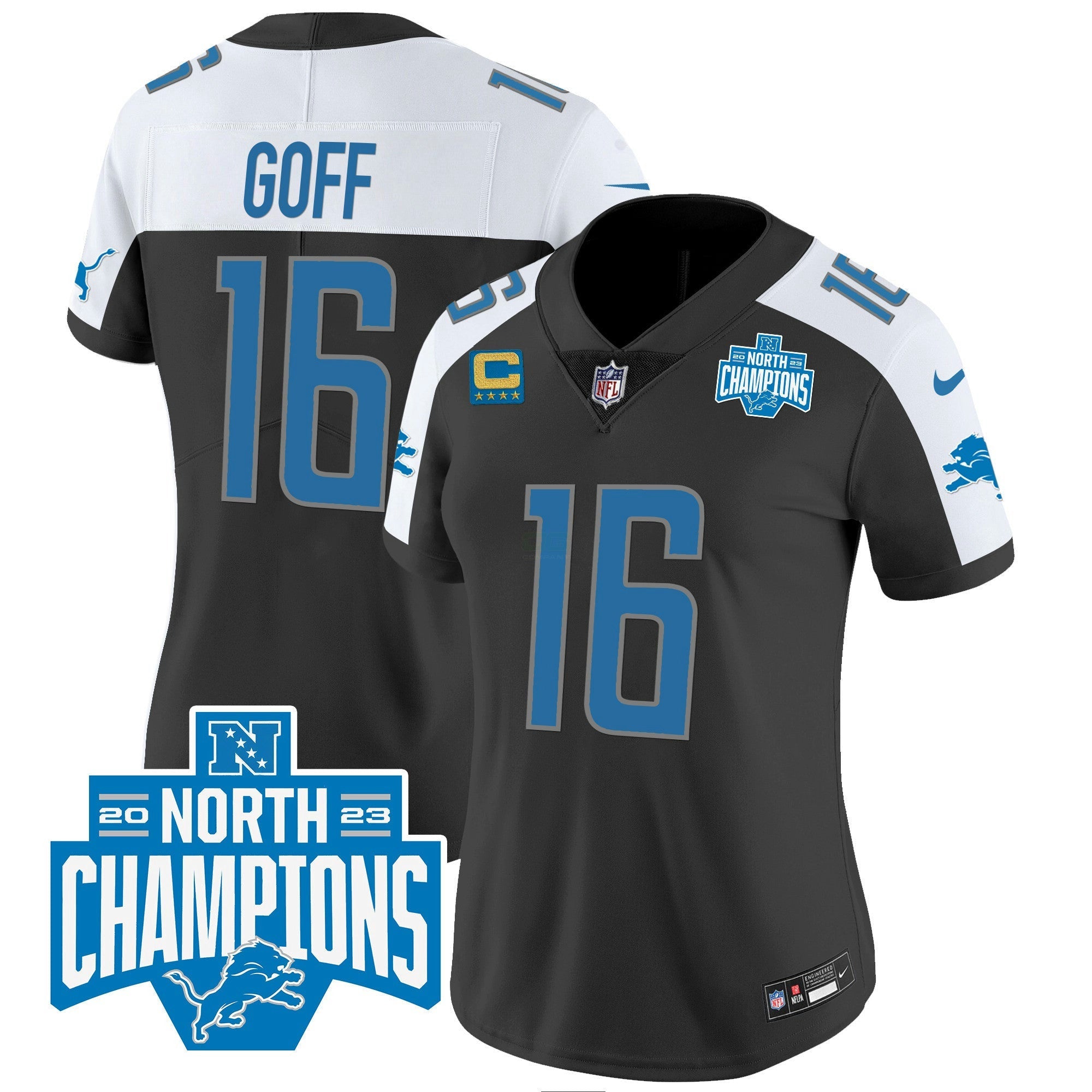 Camisa NFL Women’s Detroit 2023 NFC North Division Champions Patch Vapor Jersey