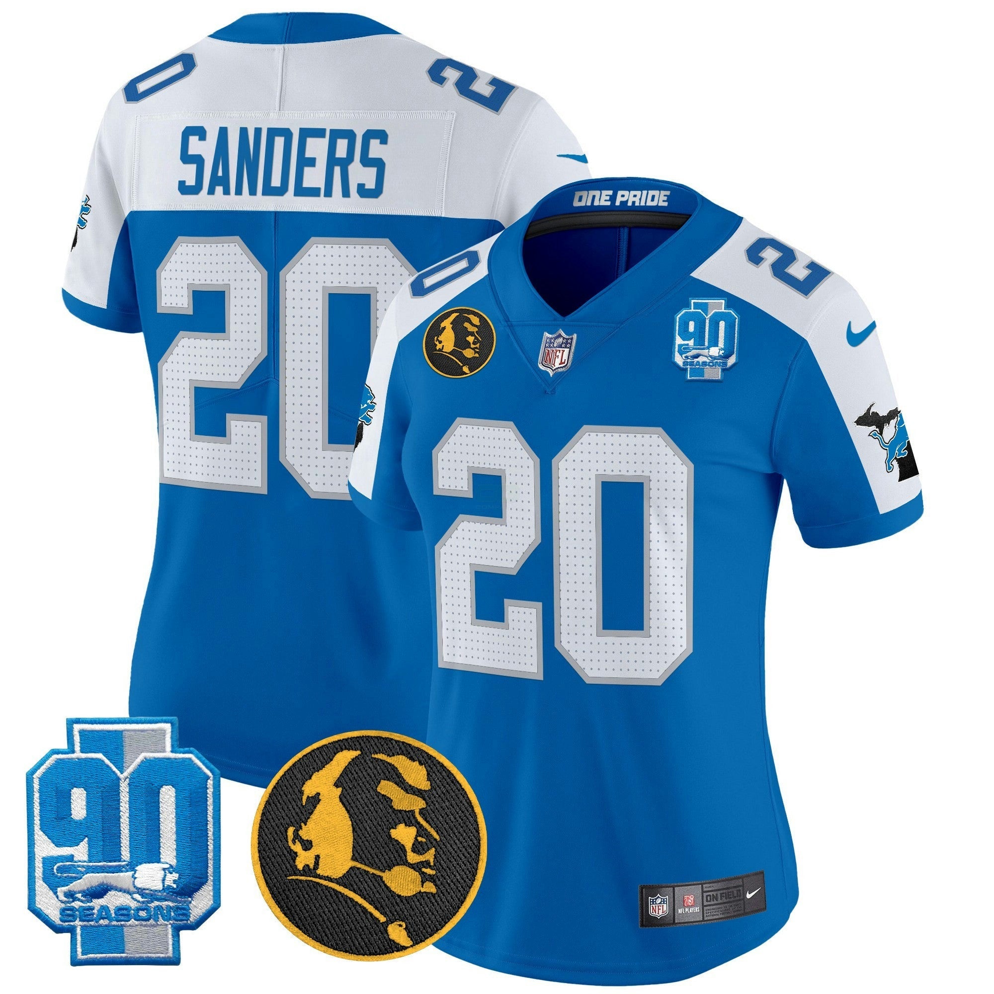 Camisa NFL Women’s Detroit 2024 90th & John Madden Patch Vapor Limited Jersey
