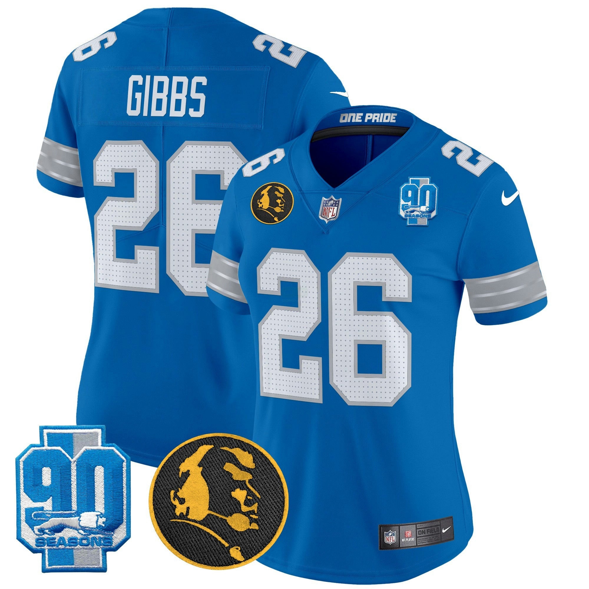 Camisa NFL Women’s Detroit 2024 90th & John Madden Patch Vapor Limited Jersey