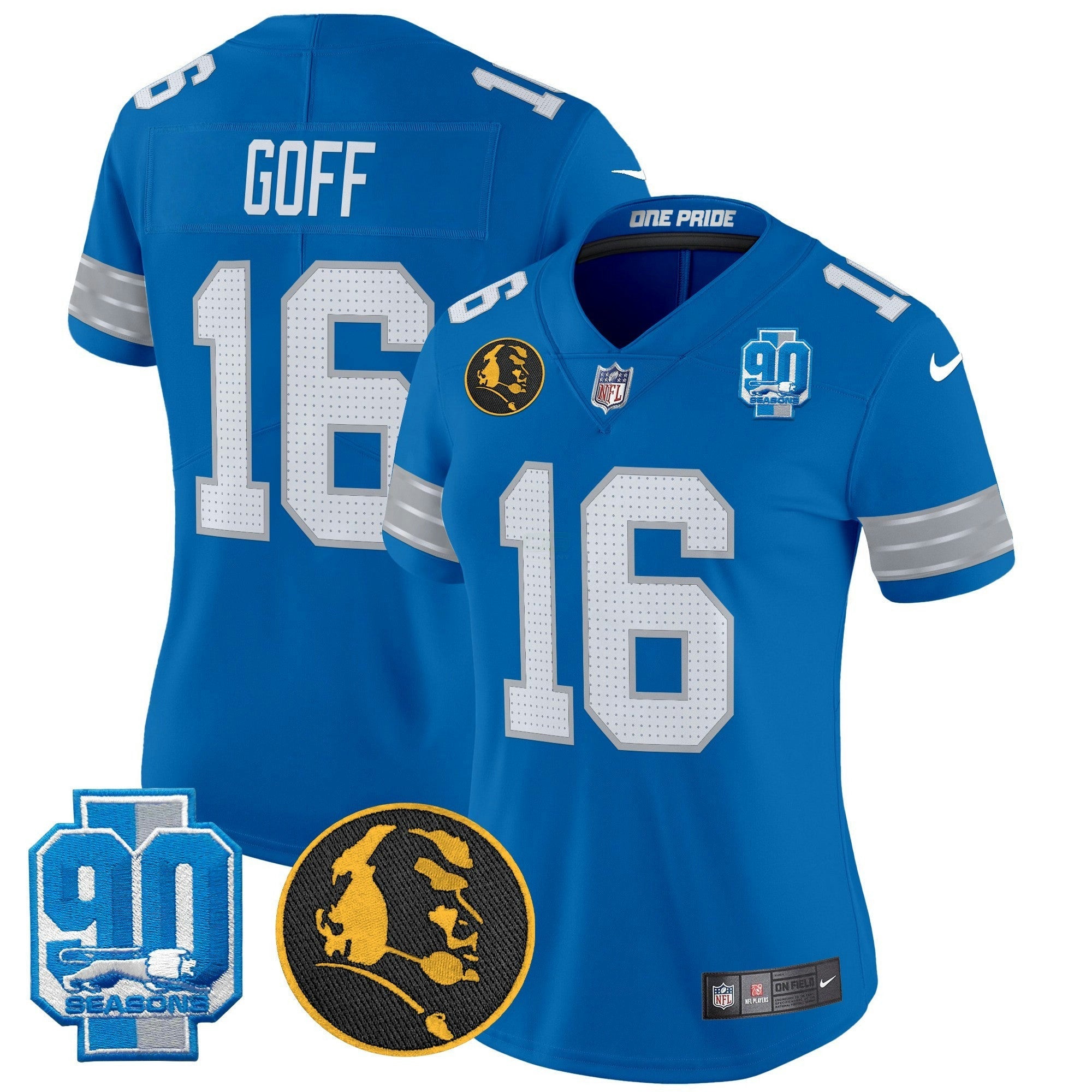 Camisa NFL Women’s Detroit 2024 90th & John Madden Patch Vapor Limited Jersey