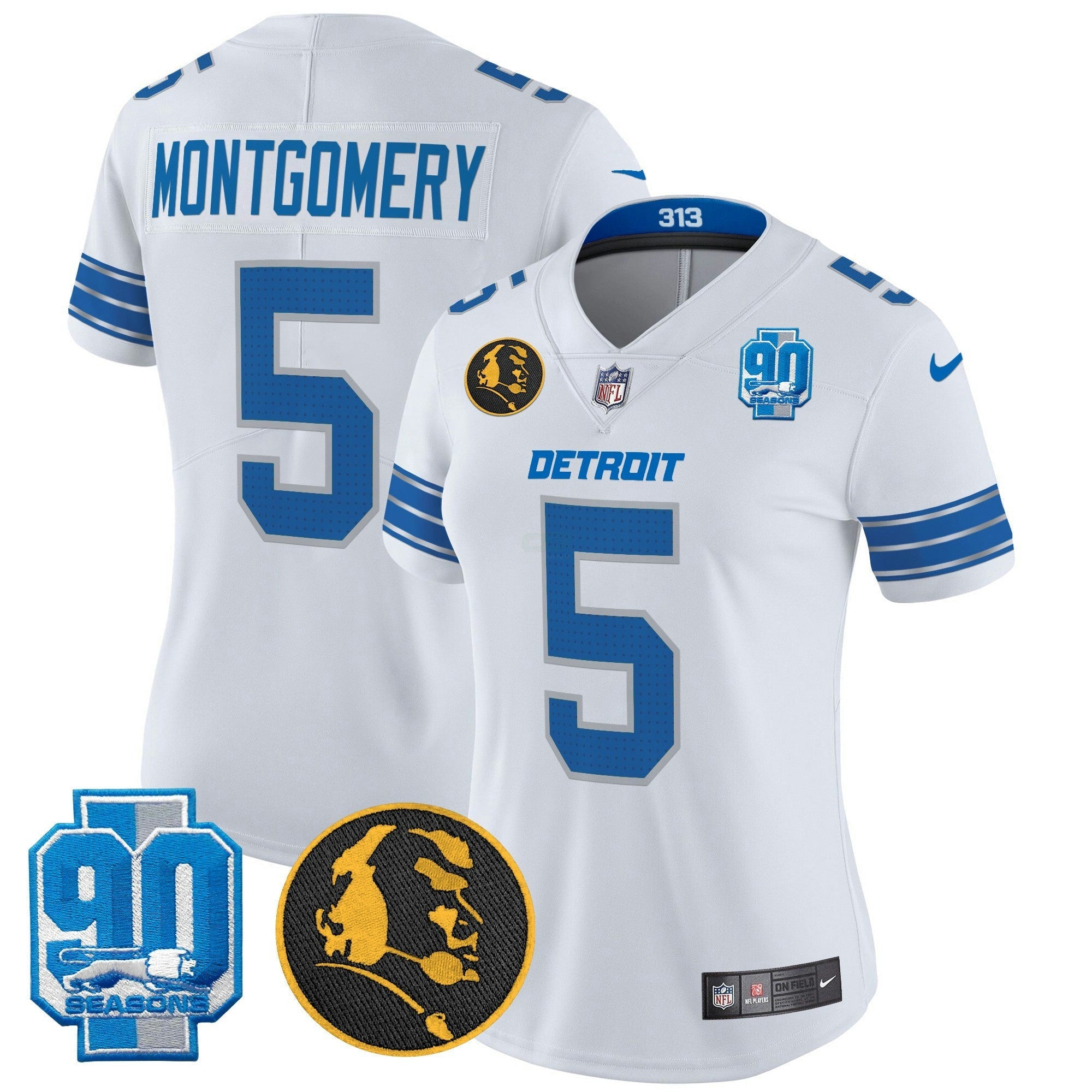 Camisa NFL Women’s Detroit 2024 90th & John Madden Patch Vapor Limited Jersey
