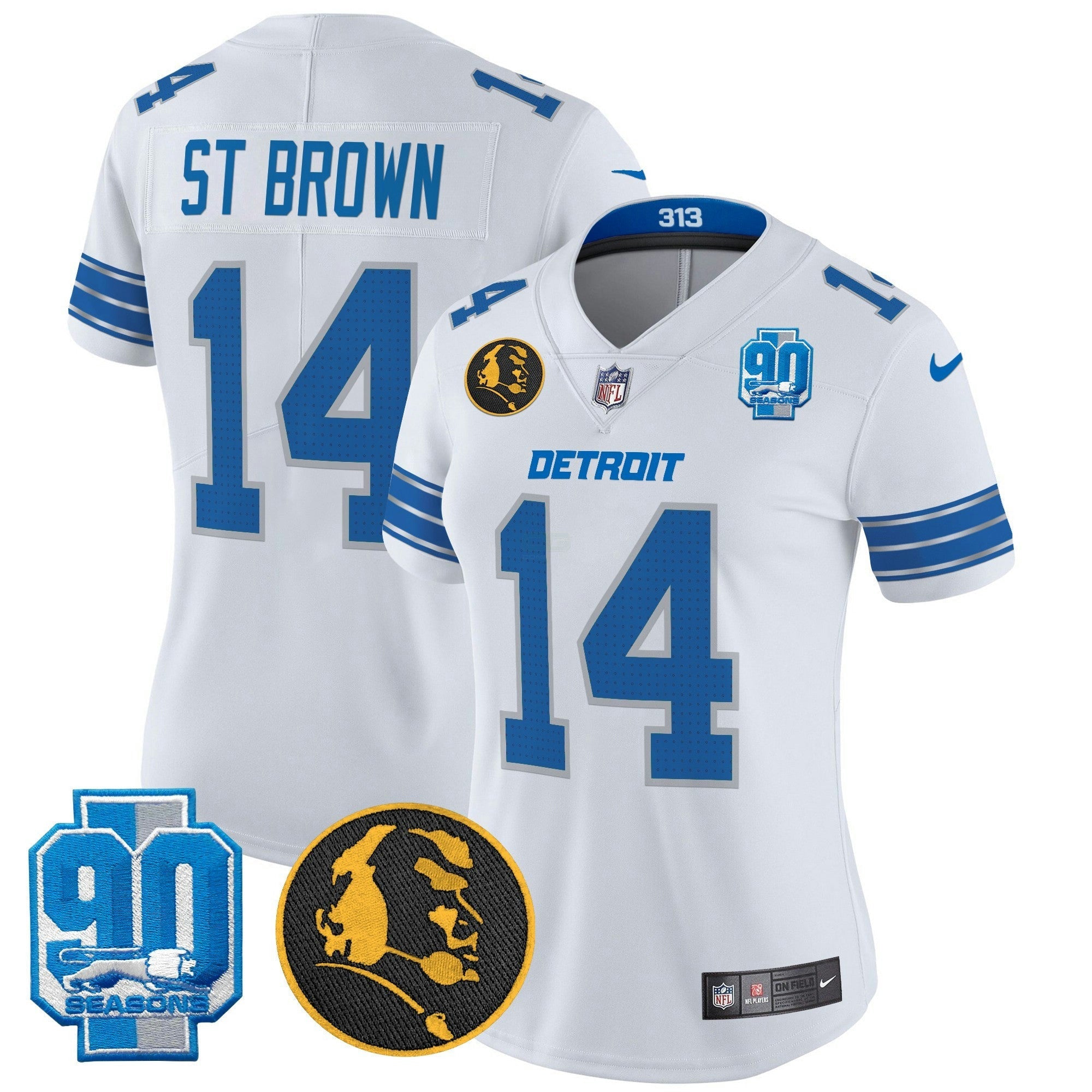 Camisa NFL Women’s Detroit 2024 90th & John Madden Patch Vapor Limited Jersey