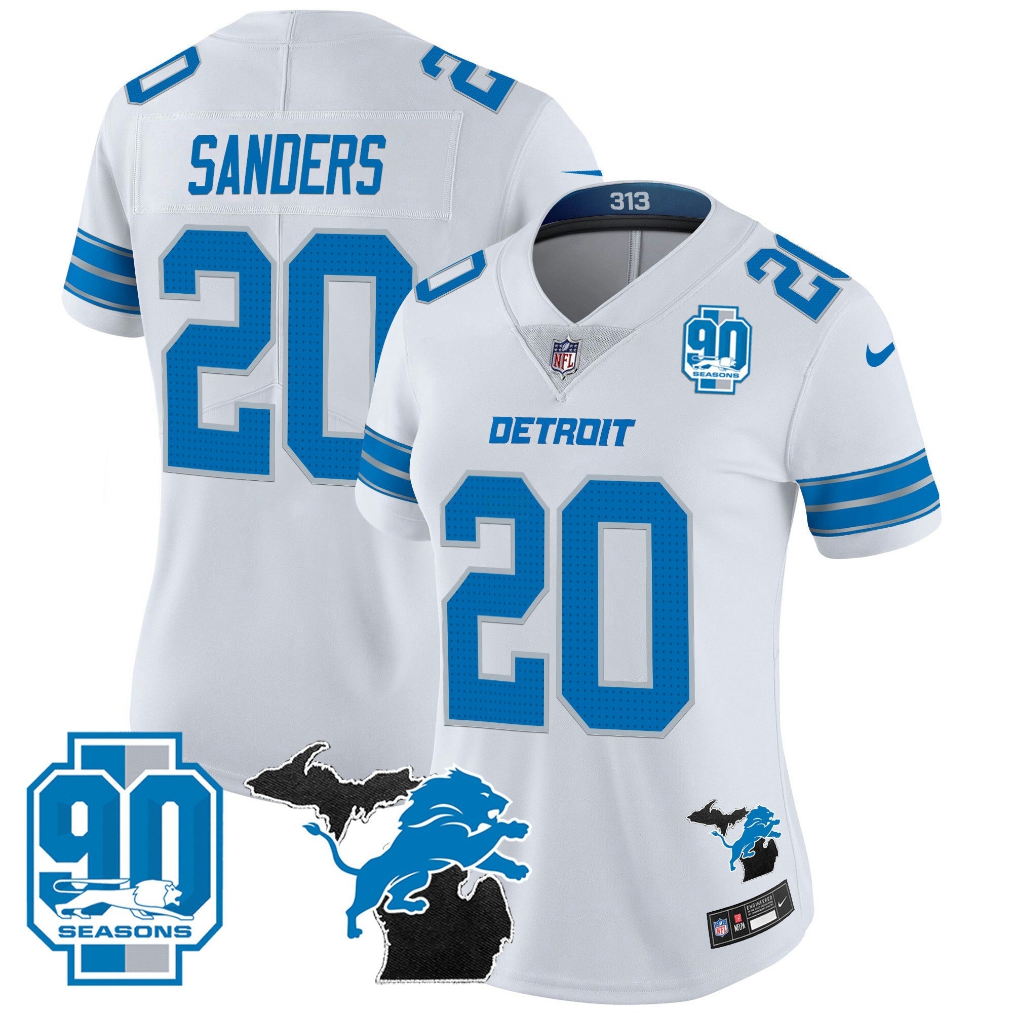Camisa NFL Women’s Detroit 2024 Michigan & 90th Year Patch Vapor Jersey