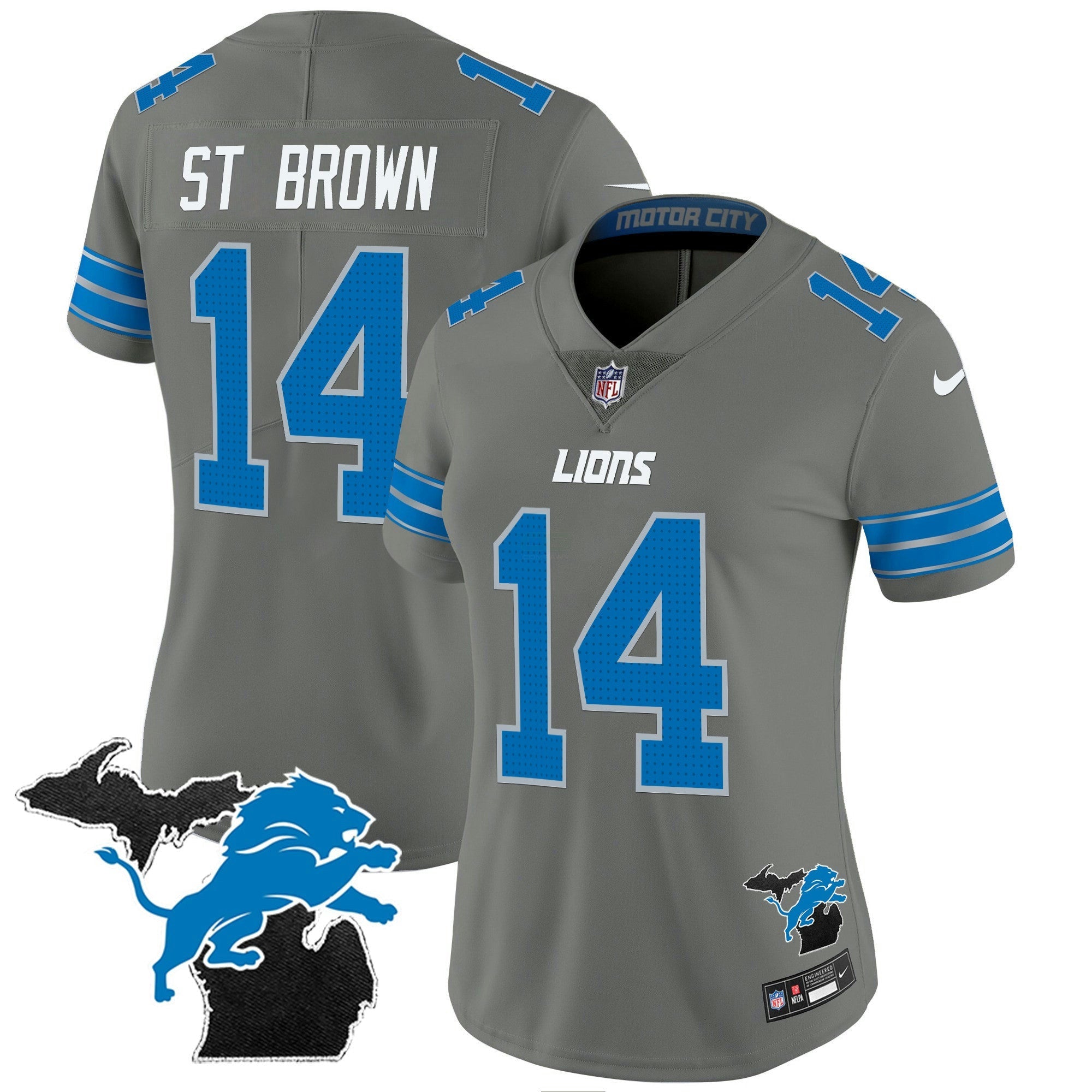 Camisa NFL Women’s Detroit 2024 Michigan Patch Vapor Jersey