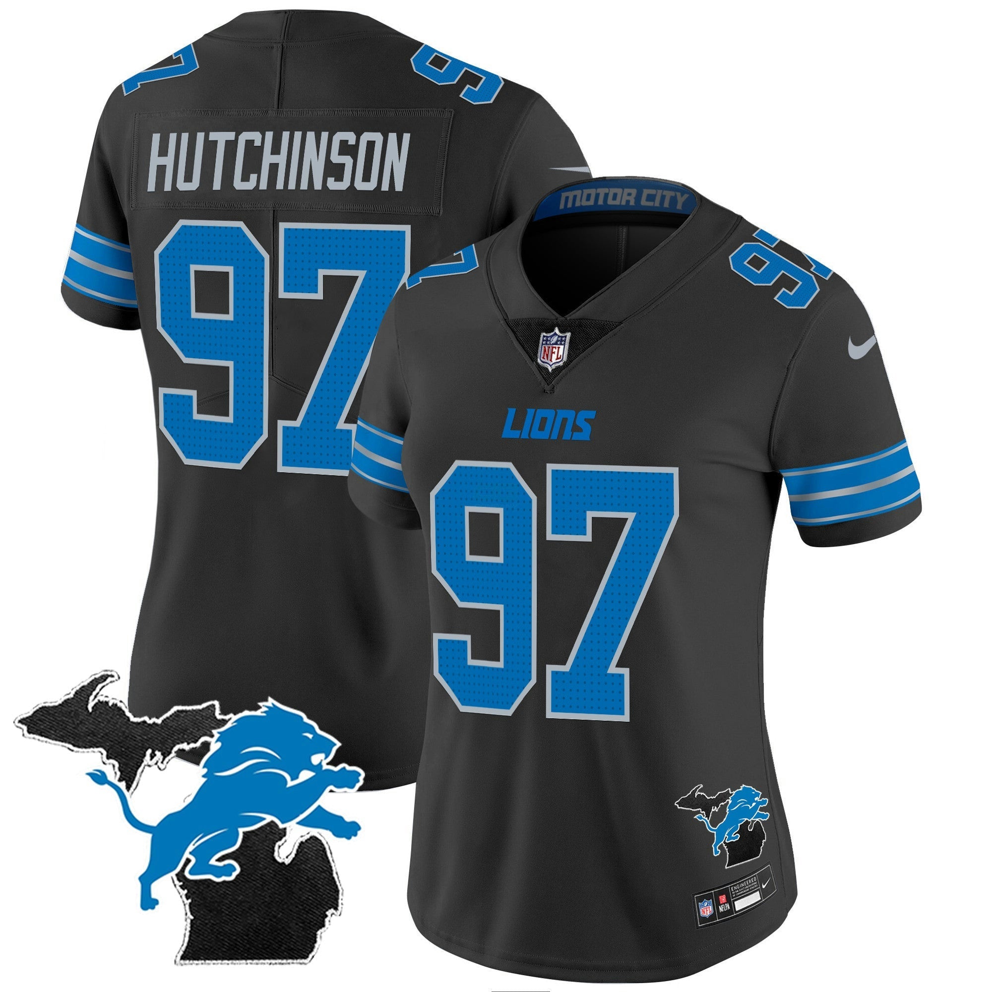 Camisa NFL Women’s Detroit 2024 Michigan Patch Vapor Jersey