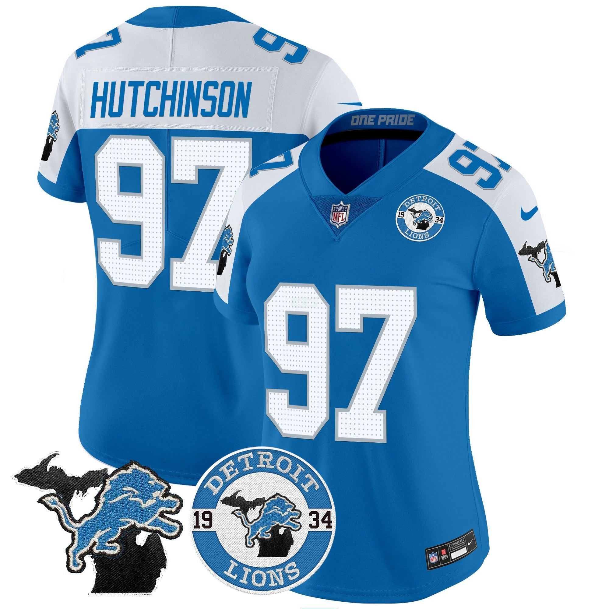 Camisa NFL Women’s Detroit 2024 Vapor Limited Jersey – Est. 1934 Patch