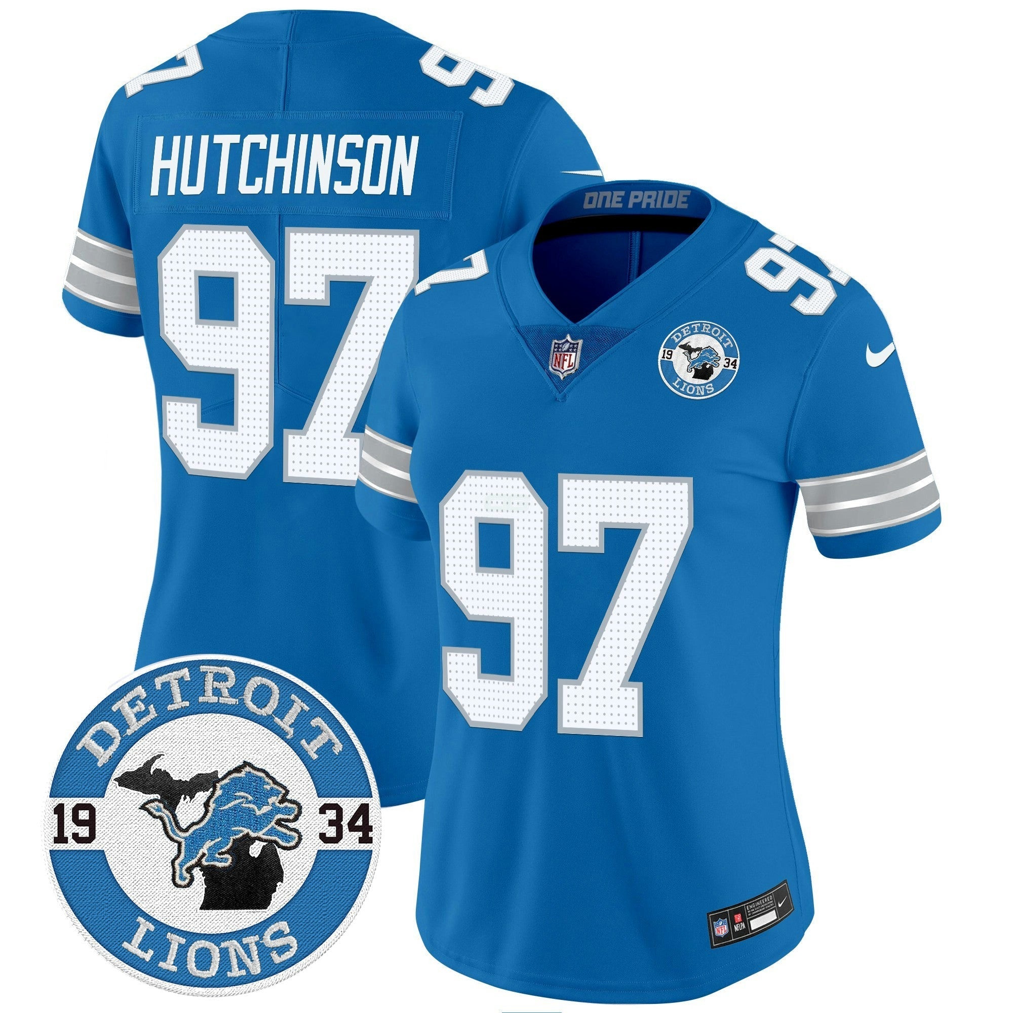 Camisa NFL Women’s Detroit 2024 Vapor Limited Jersey – Est. 1934 Patch