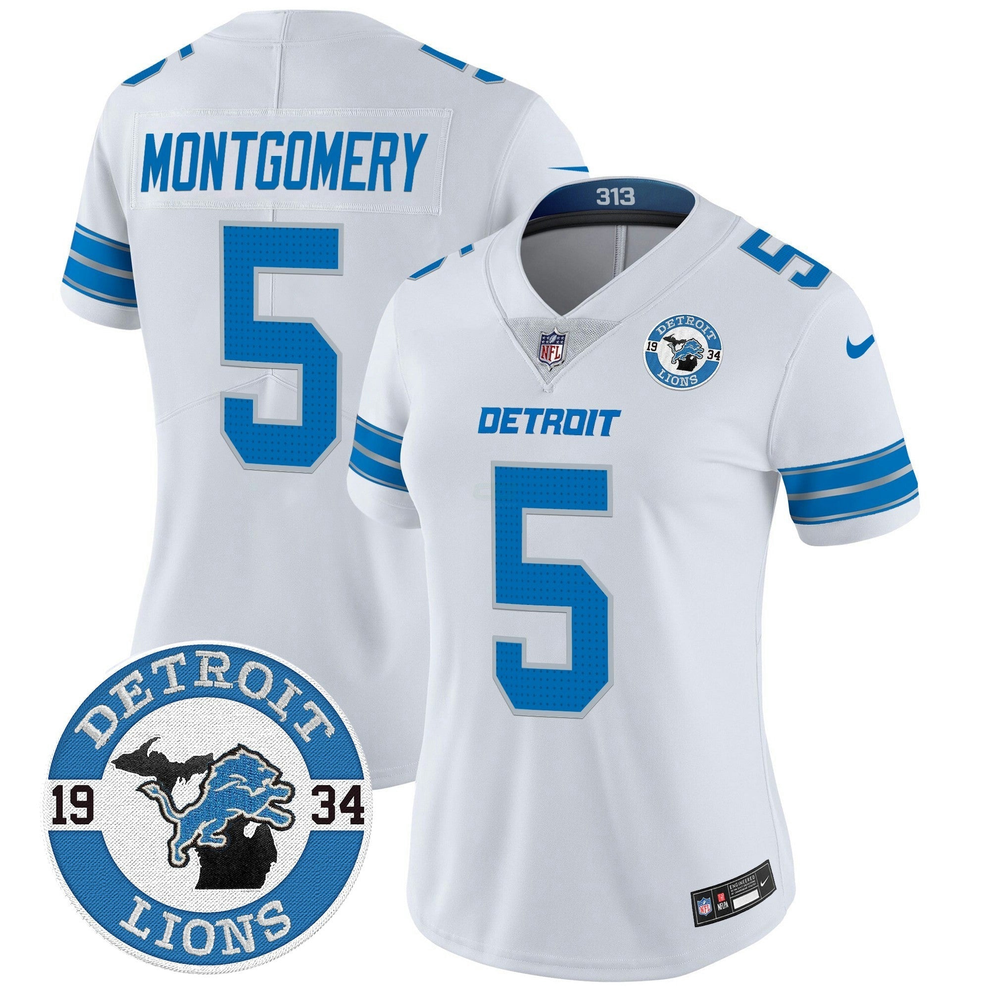 Camisa NFL Women’s Detroit 2024 Vapor Limited Jersey – Est. 1934 Patch