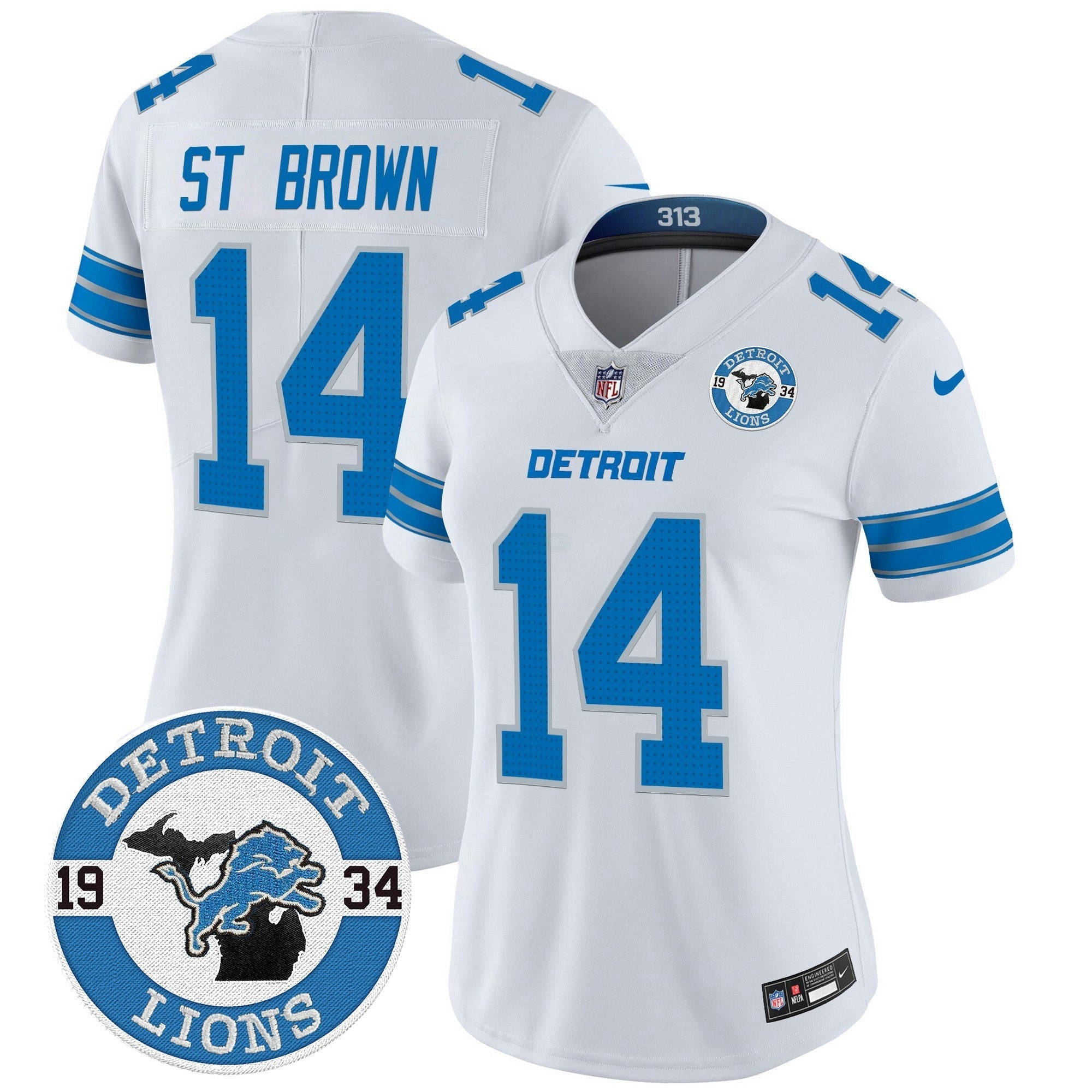 Camisa NFL Women’s Detroit 2024 Vapor Limited Jersey – Est. 1934 Patch