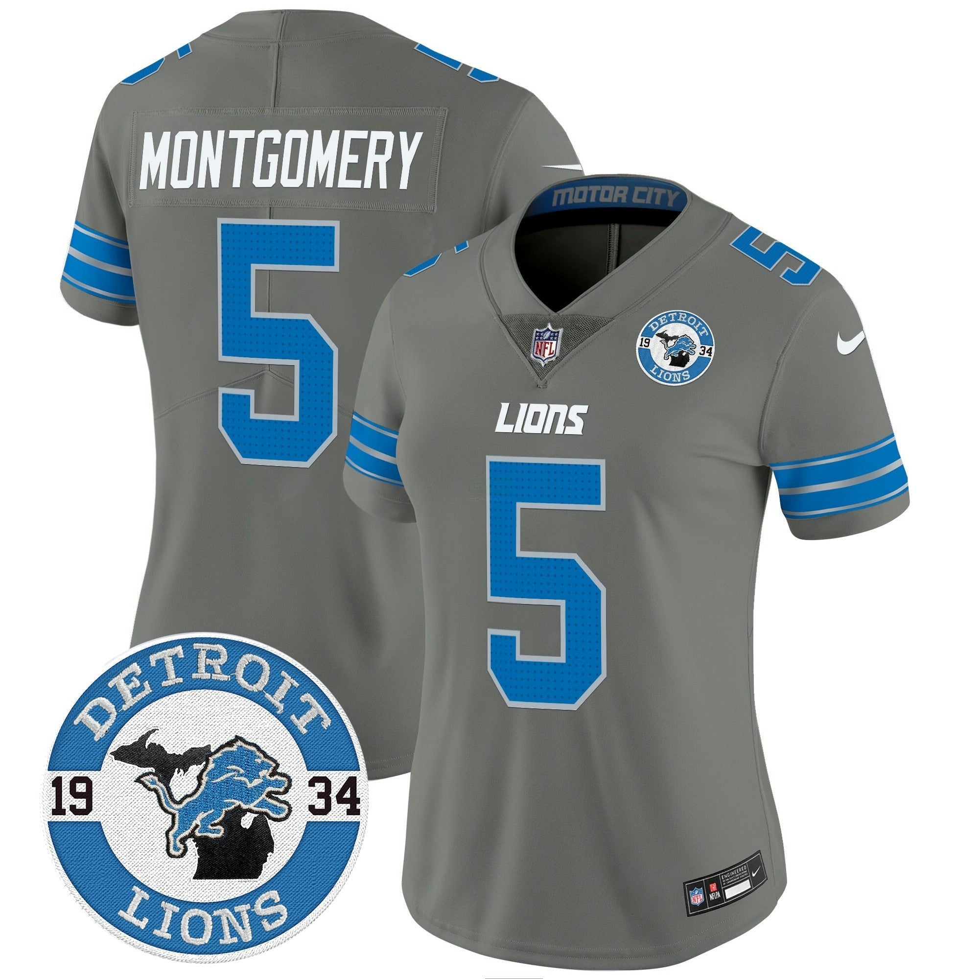 Camisa NFL Women’s Detroit 2024 Vapor Limited Jersey – Est. 1934 Patch