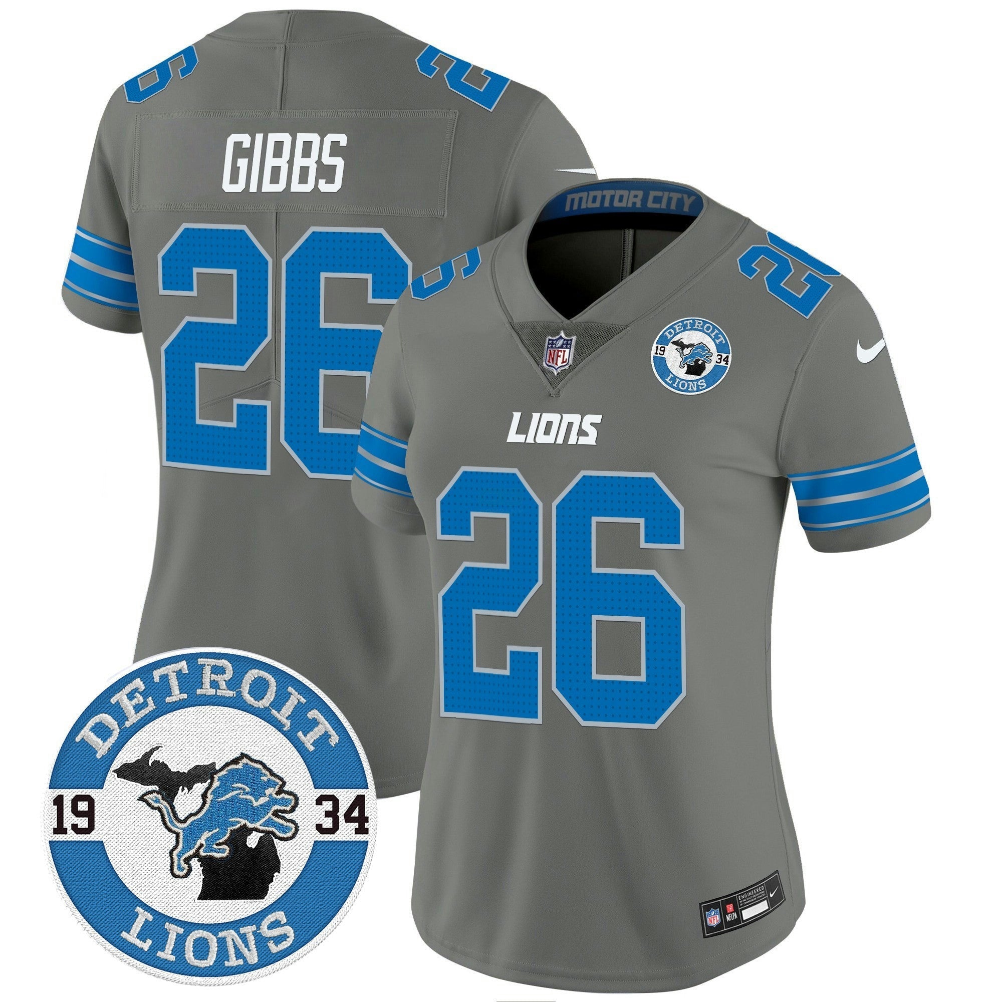 Camisa NFL Women’s Detroit 2024 Vapor Limited Jersey – Est. 1934 Patch