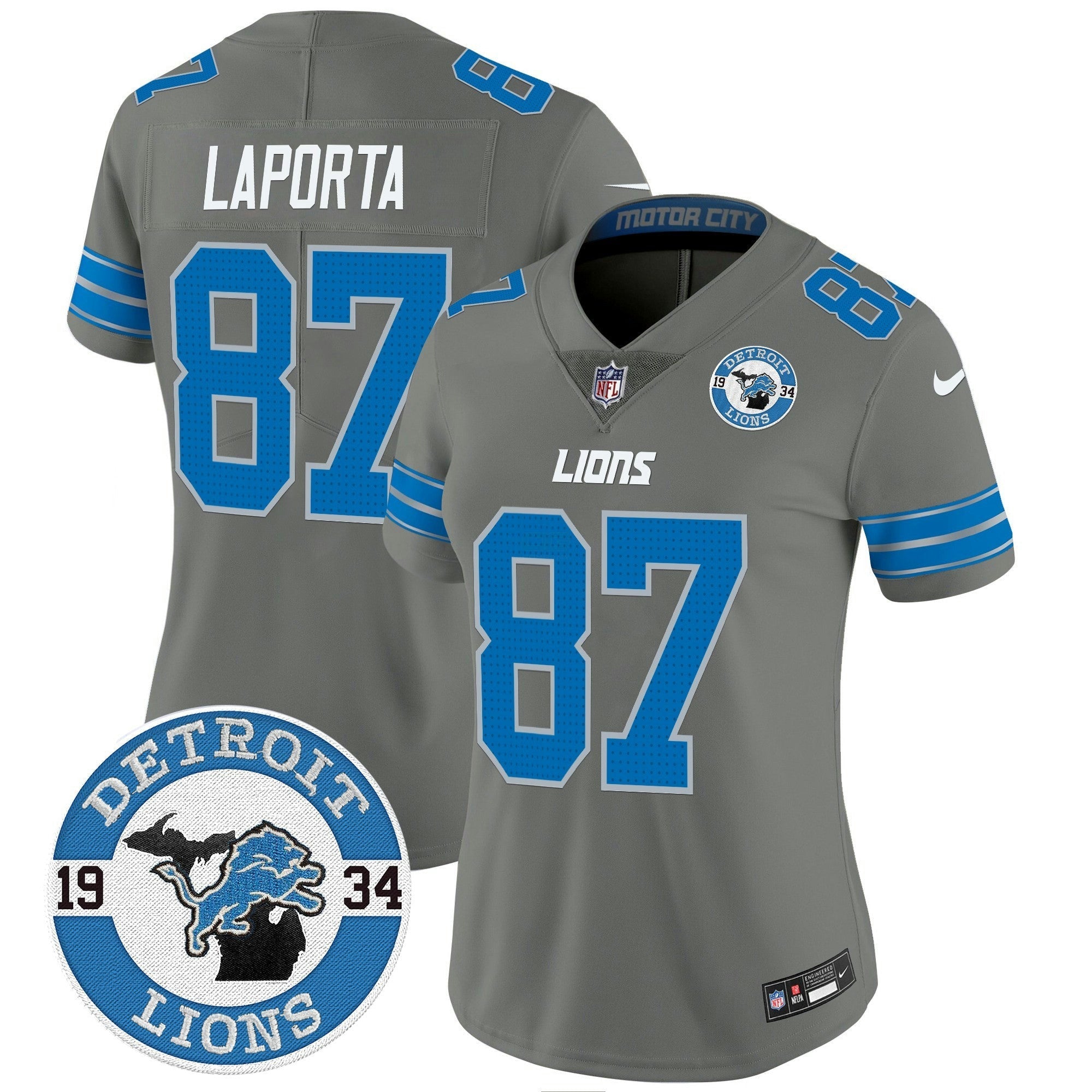 Camisa NFL Women’s Detroit 2024 Vapor Limited Jersey – Est. 1934 Patch