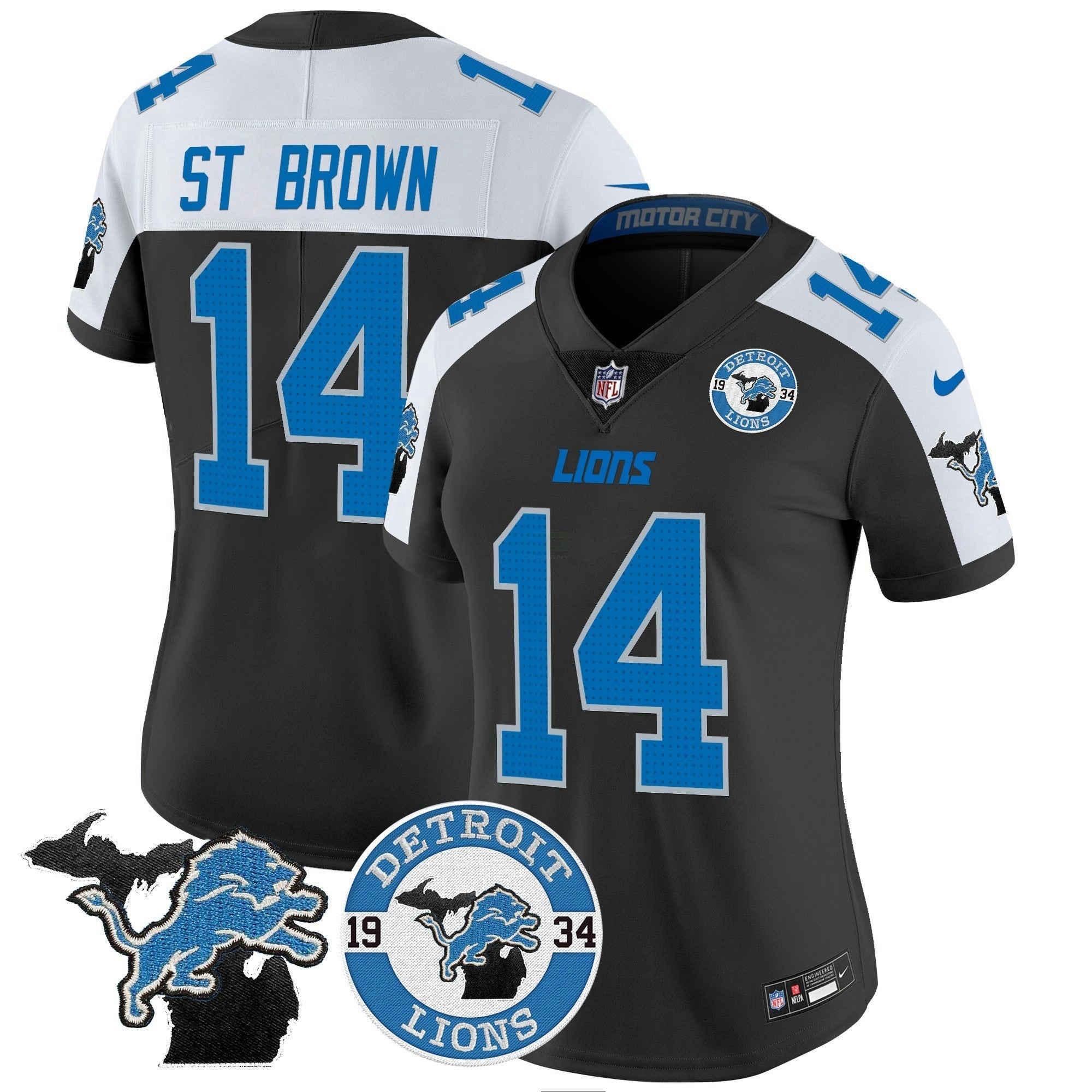 Camisa NFL Women’s Detroit 2024 Vapor Limited Jersey – Est. 1934 Patch