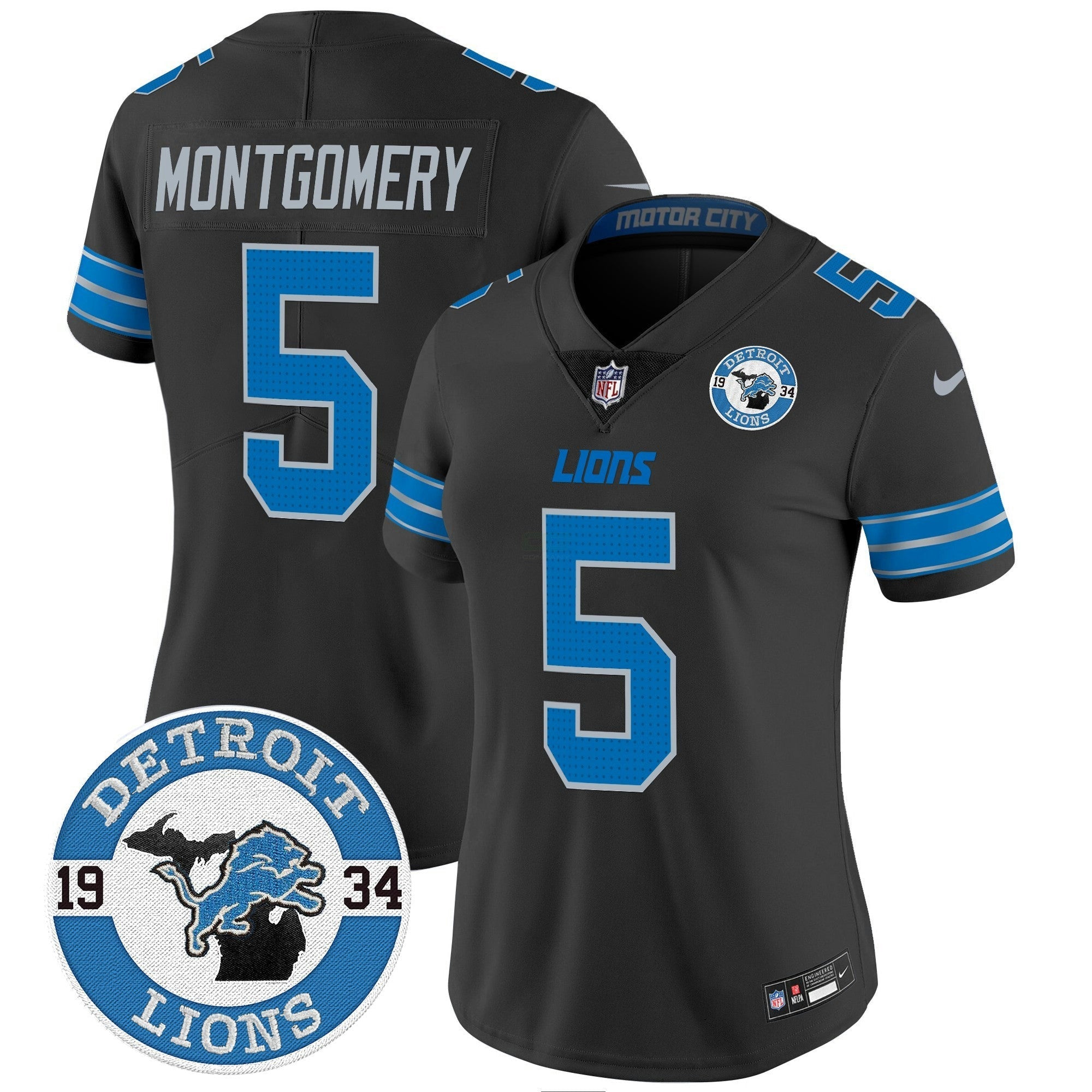 Camisa NFL Women’s Detroit 2024 Vapor Limited Jersey – Est. 1934 Patch