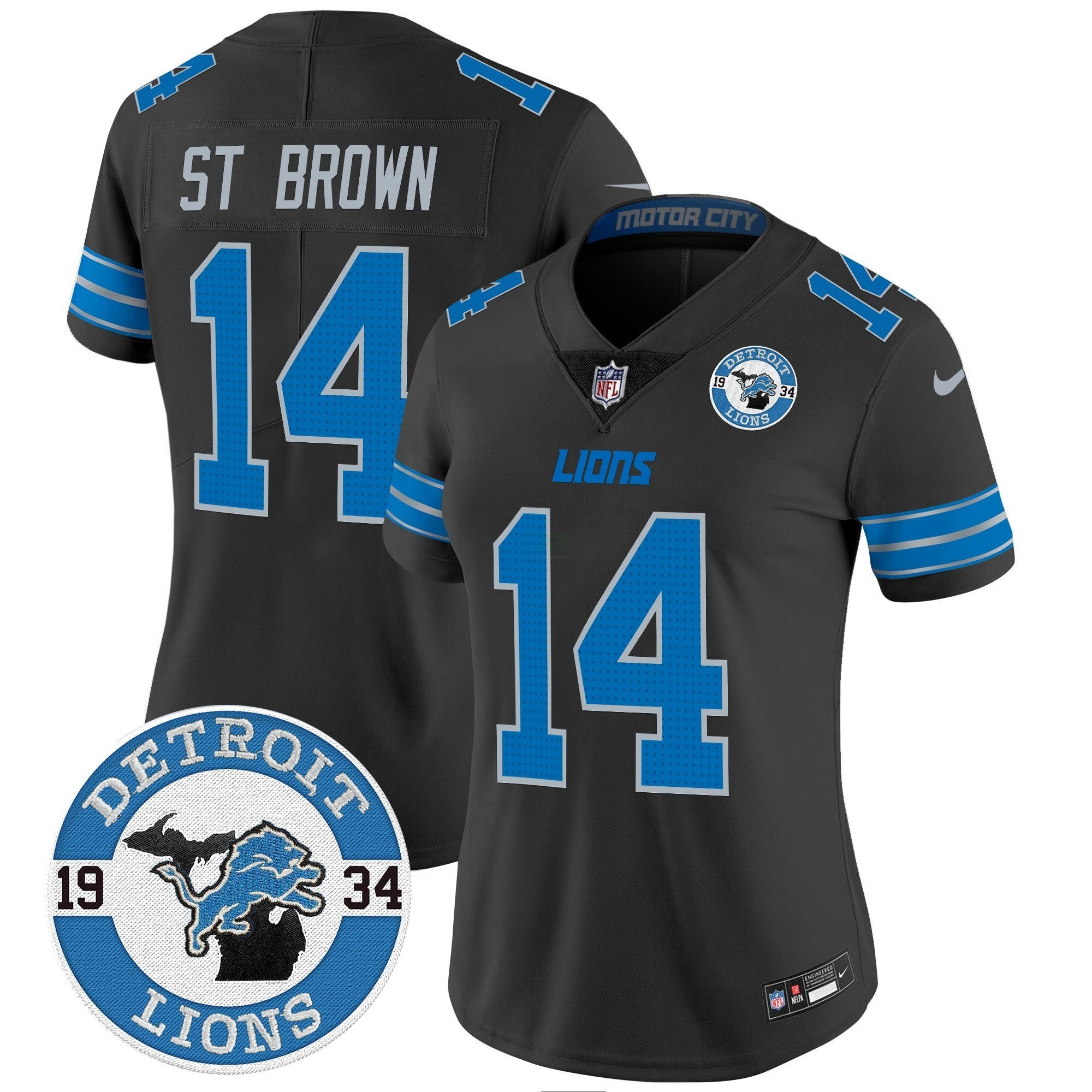 Camisa NFL Women’s Detroit 2024 Vapor Limited Jersey – Est. 1934 Patch