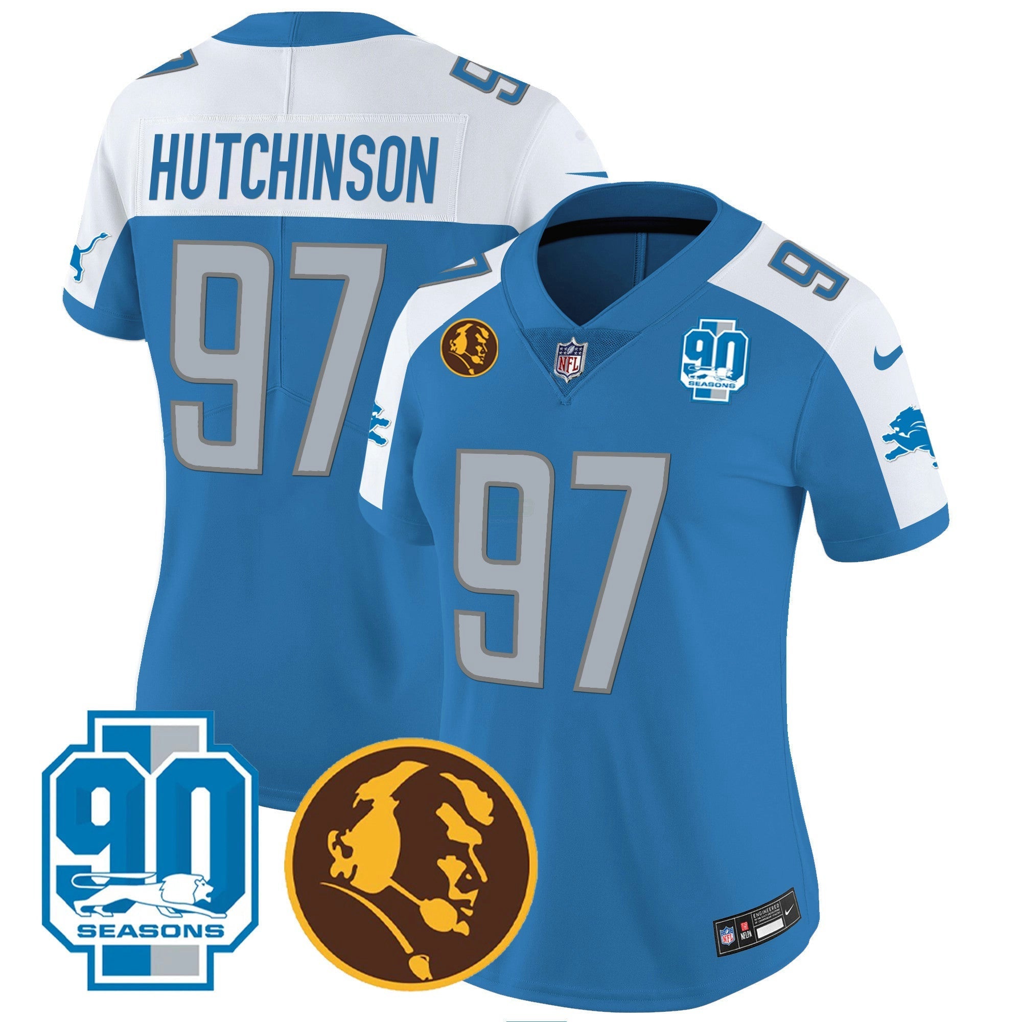 Camisa NFL Women’s Detroit 90th & John Madden Patch Jersey