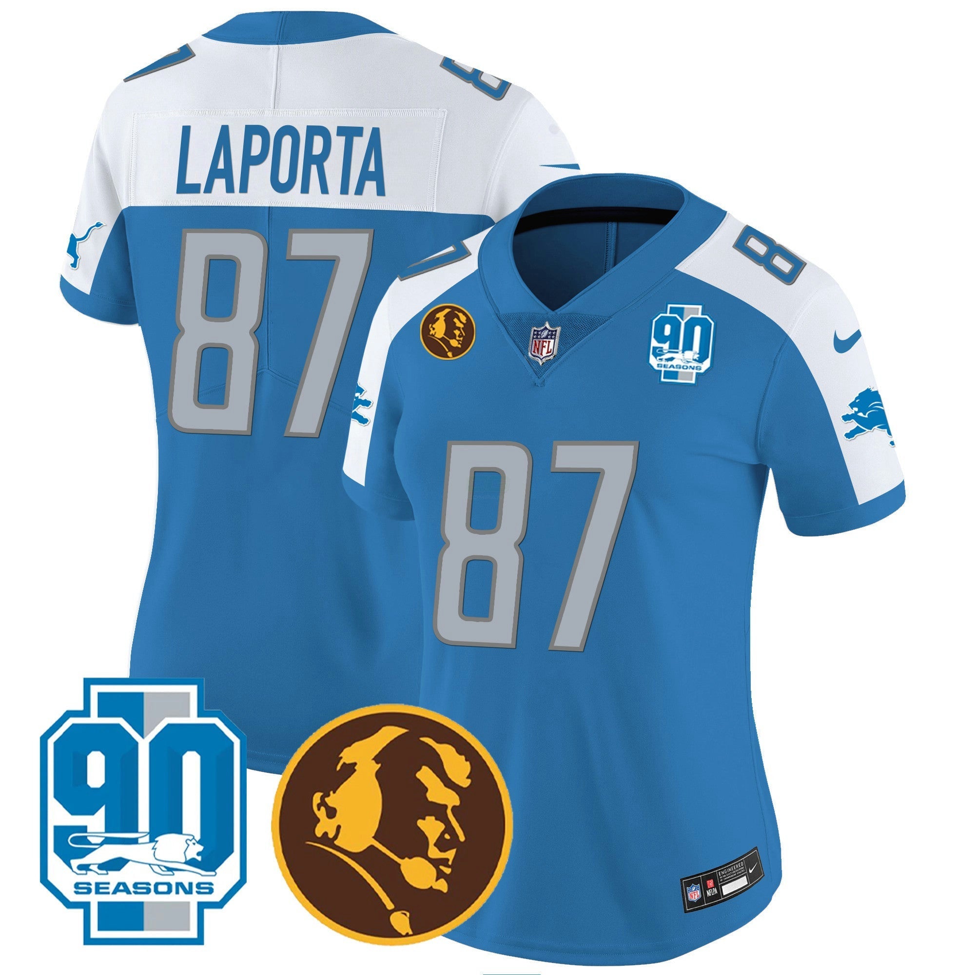 Camisa NFL Women’s Detroit 90th & John Madden Patch Jersey
