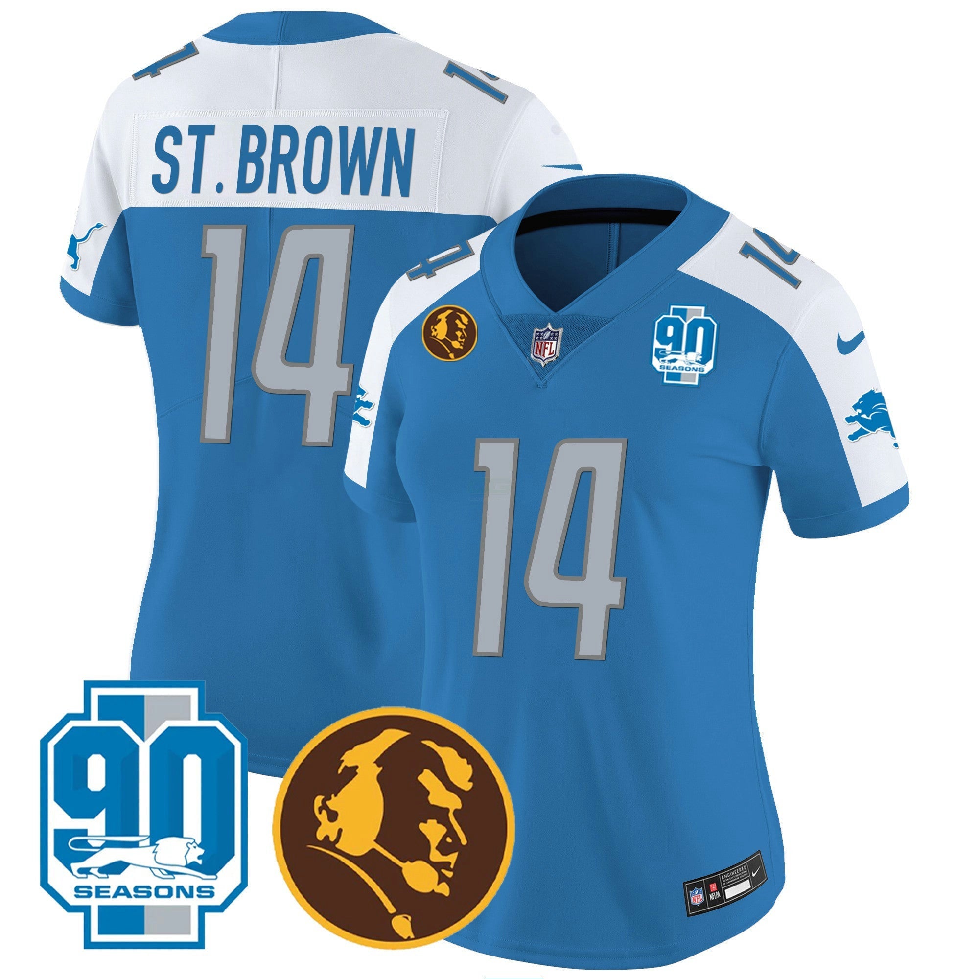Camisa NFL Women’s Detroit 90th & John Madden Patch Jersey