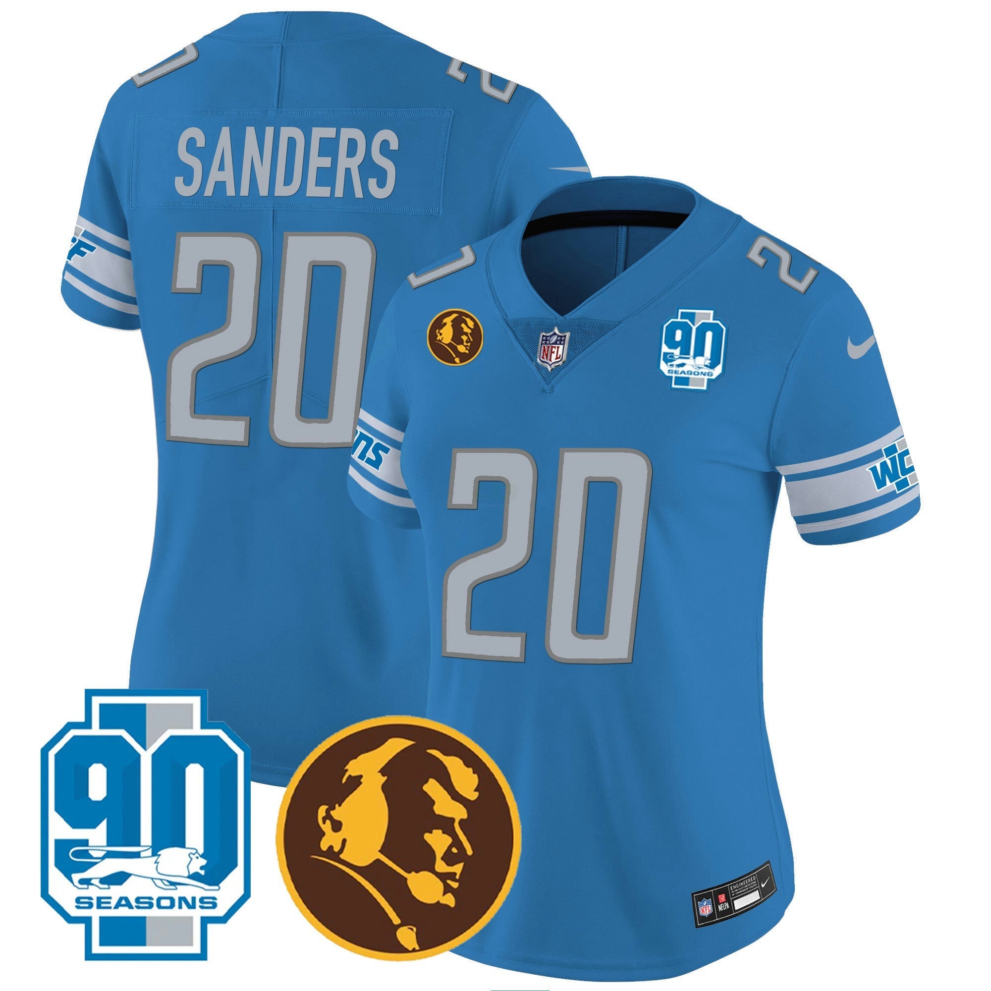 Camisa NFL Women’s Detroit 90th & John Madden Patch Jersey