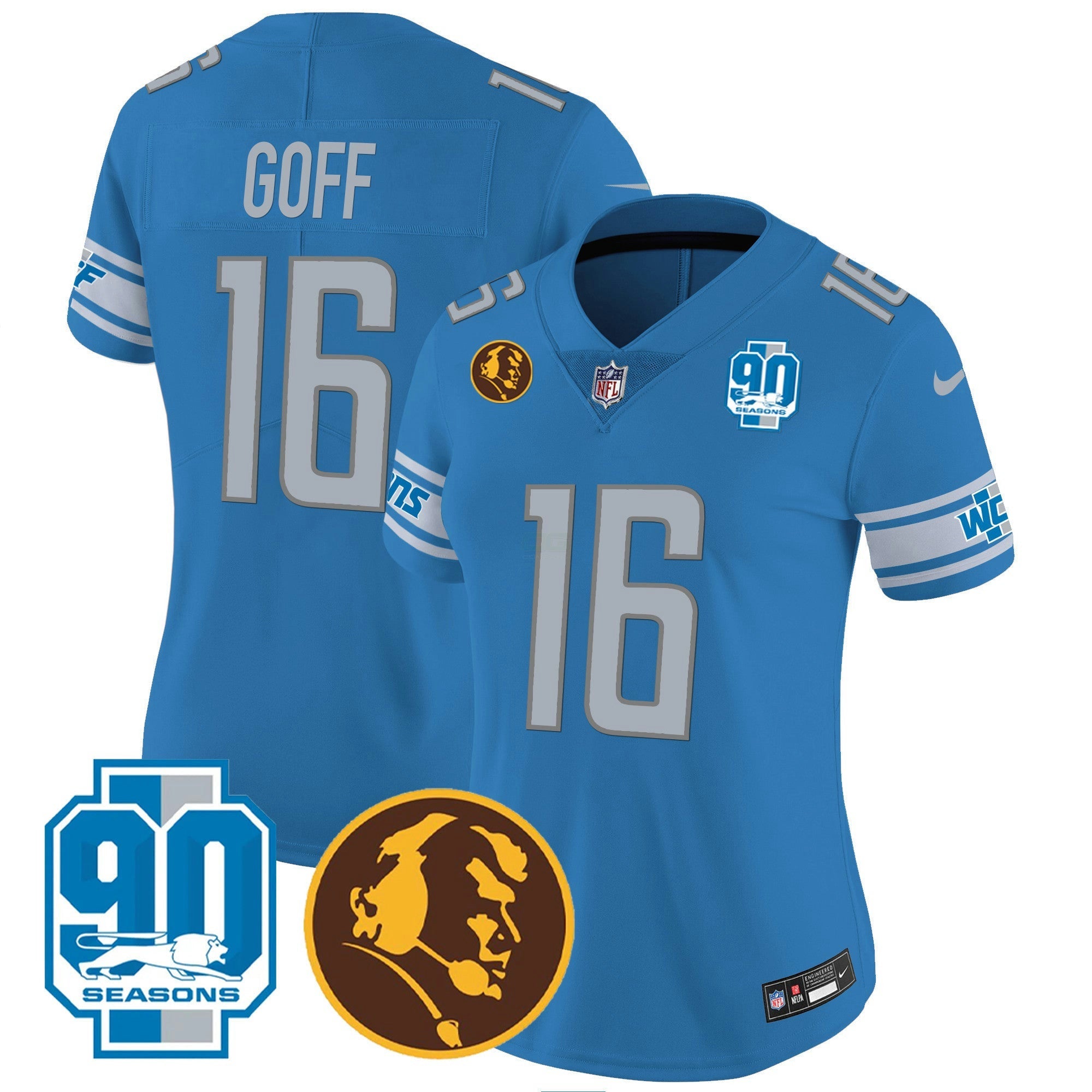 Camisa NFL Women’s Detroit 90th & John Madden Patch Jersey