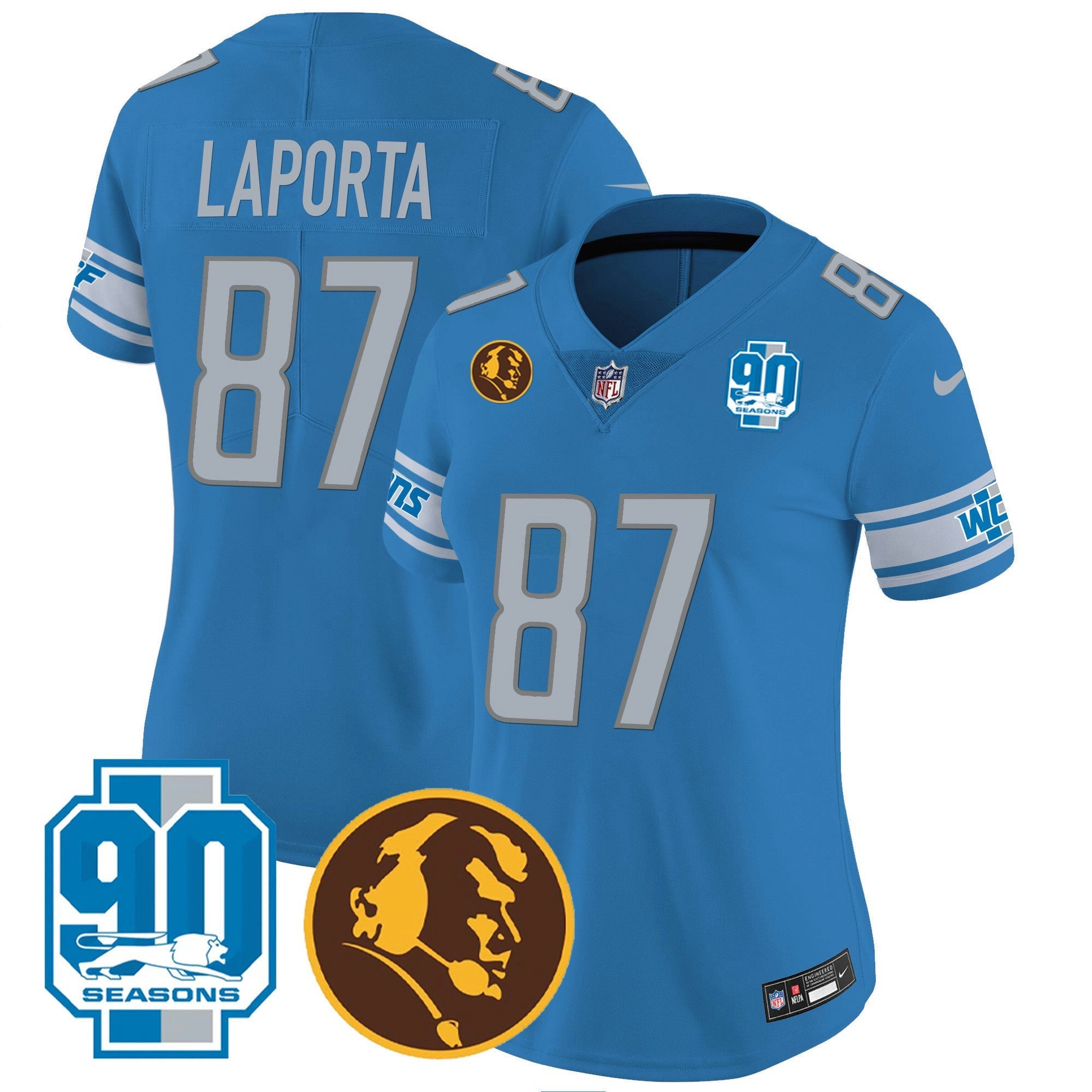 Camisa NFL Women’s Detroit 90th & John Madden Patch Jersey