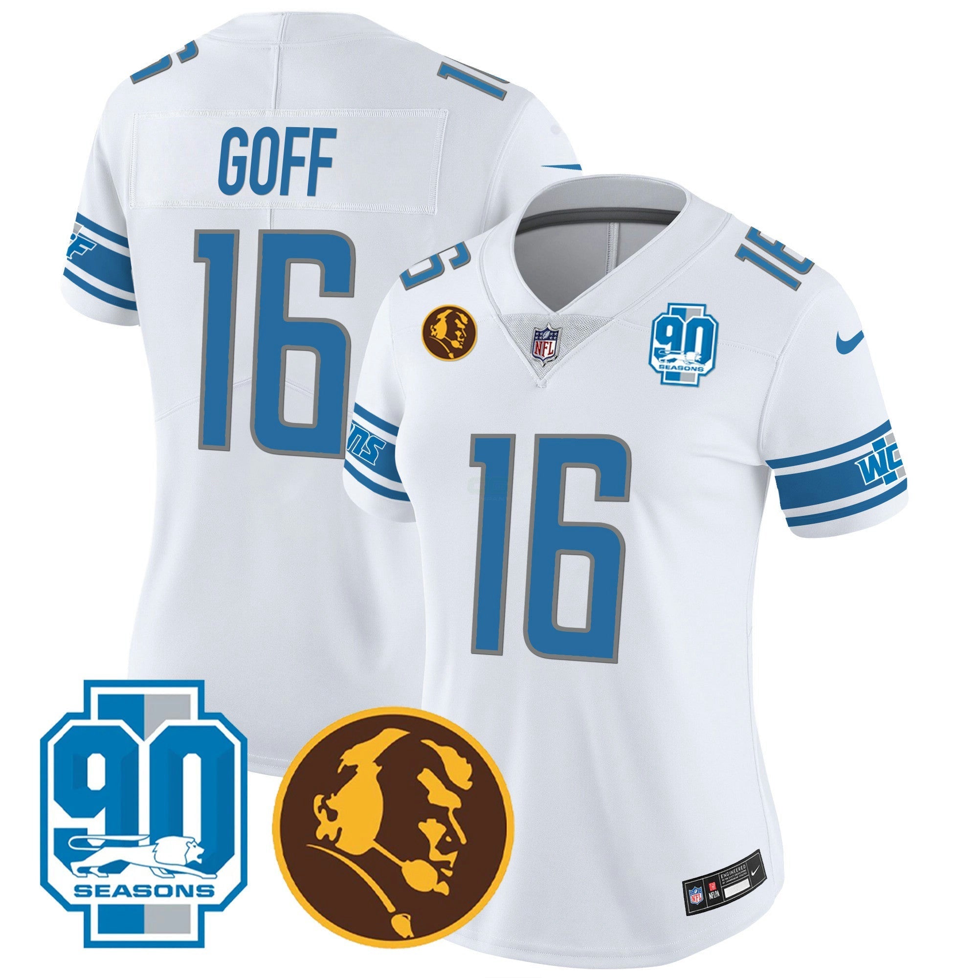 Camisa NFL Women’s Detroit 90th & John Madden Patch Jersey
