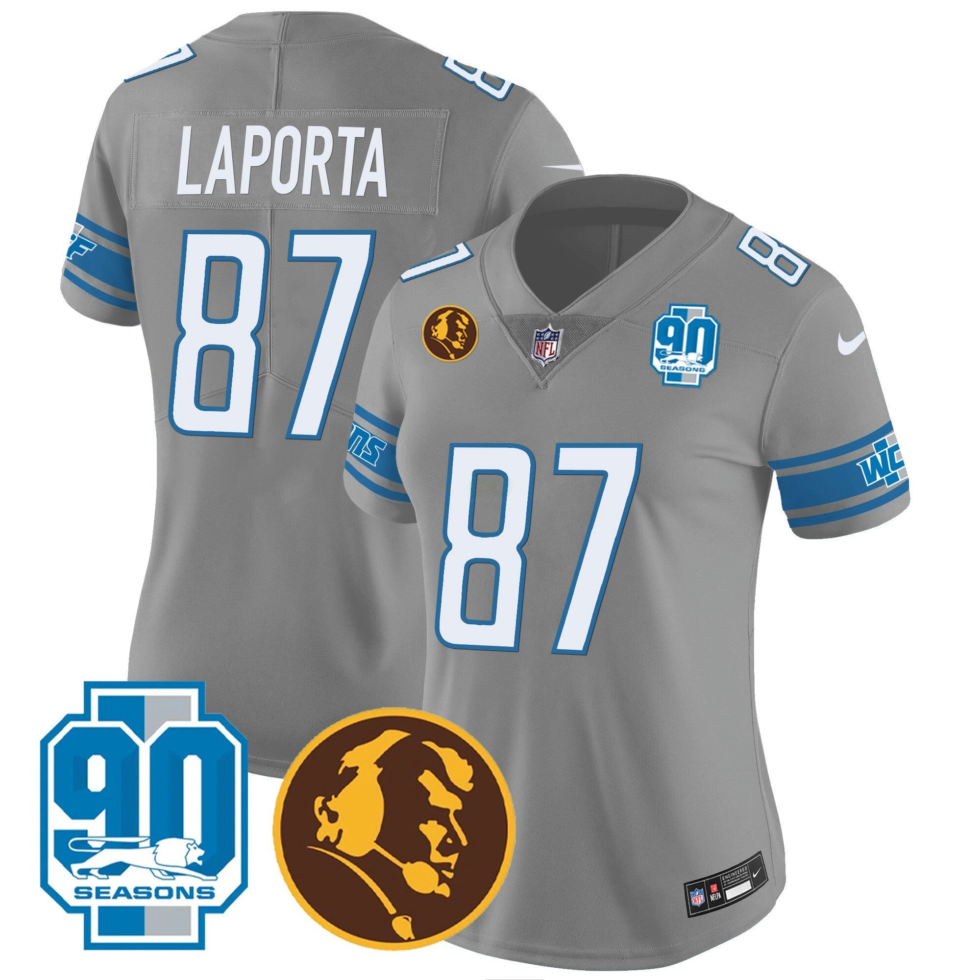 Camisa NFL Women’s Detroit 90th & John Madden Patch Jersey